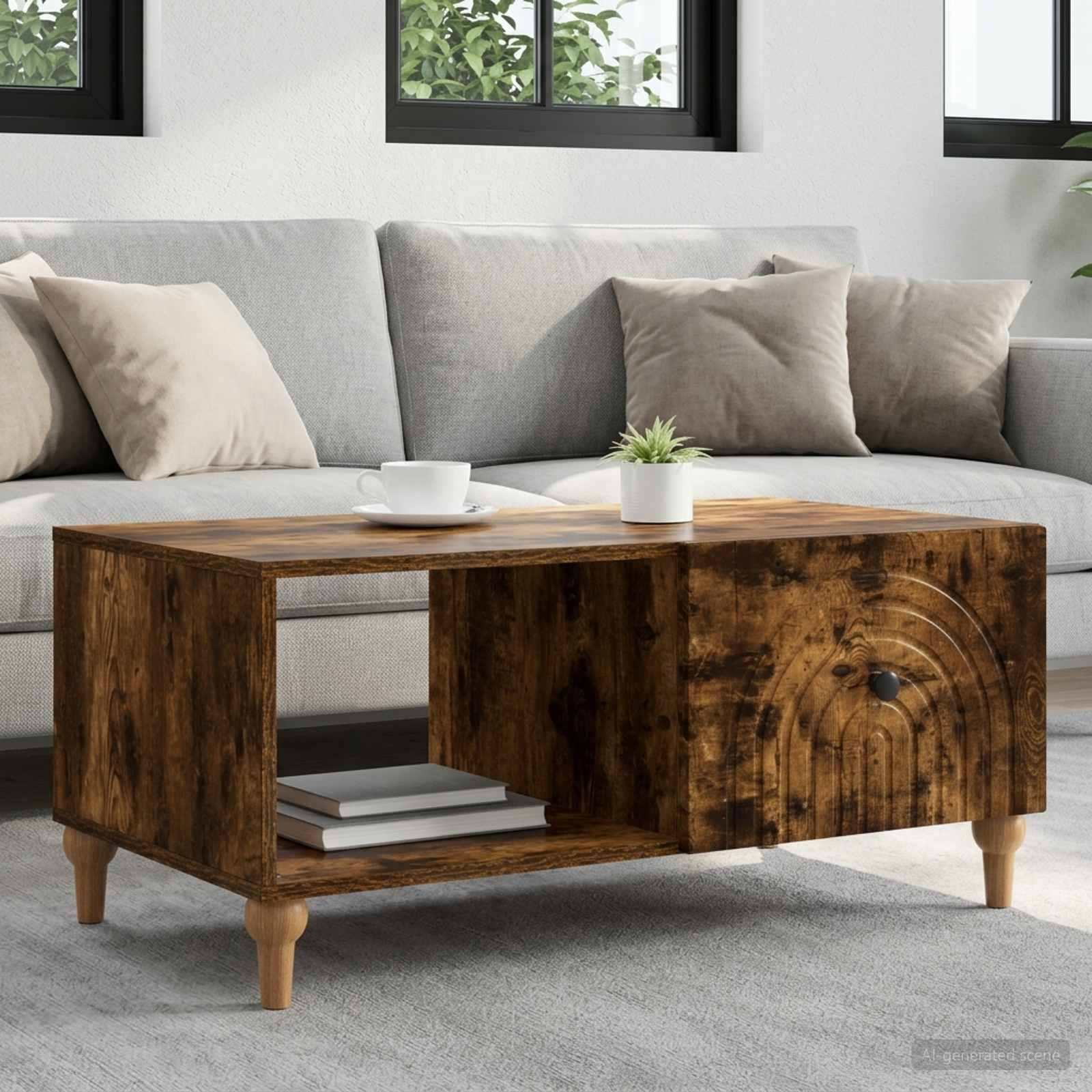 vidaXL Couchtisch Geräucherte Eiche 90 x 50 x 40 cm Holzwerkstoff