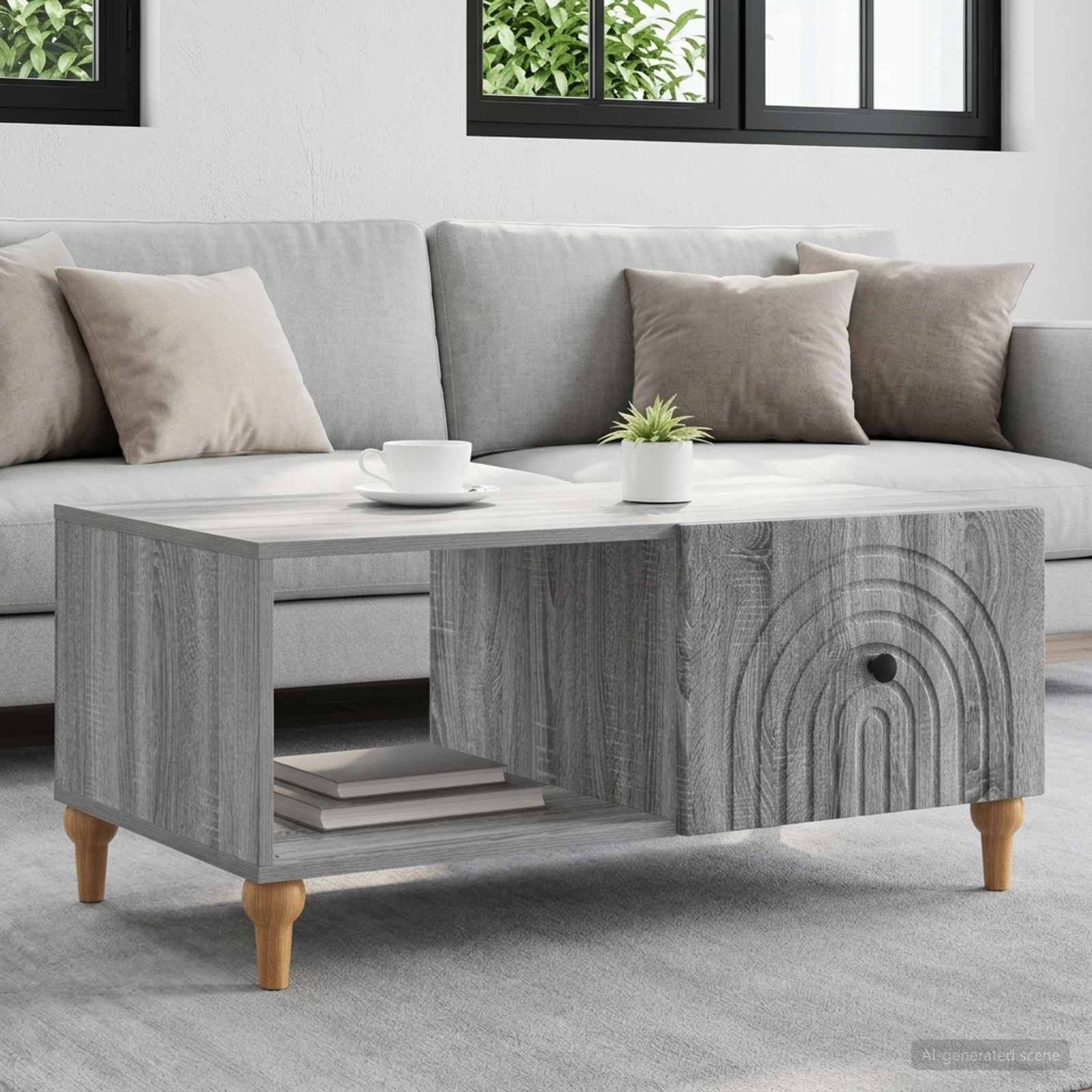 vidaXL Couchtisch Graues Sonoma 90 x 50 x 40 cm Holzwerkstoff