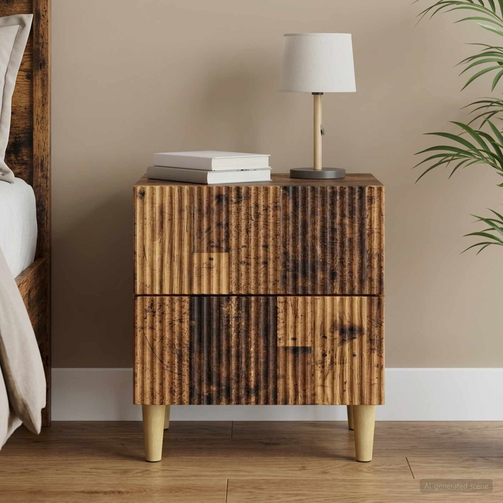 vidaXL Nachttisch Altholz 43 x 34,5 x 48 cm Holzwerkstoff