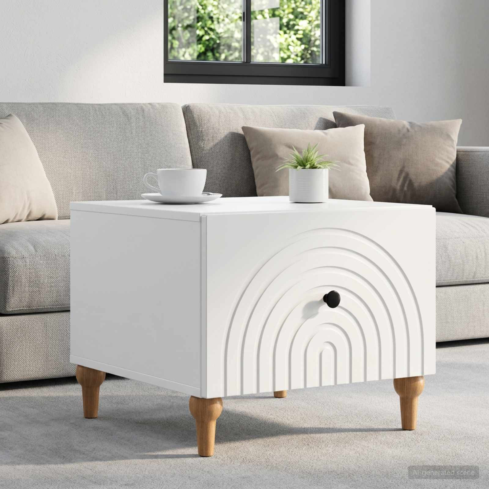 vidaXL Couchtisch mit Schubladen Weiß 49 x 50 x 40 cm Holzwerkstoff