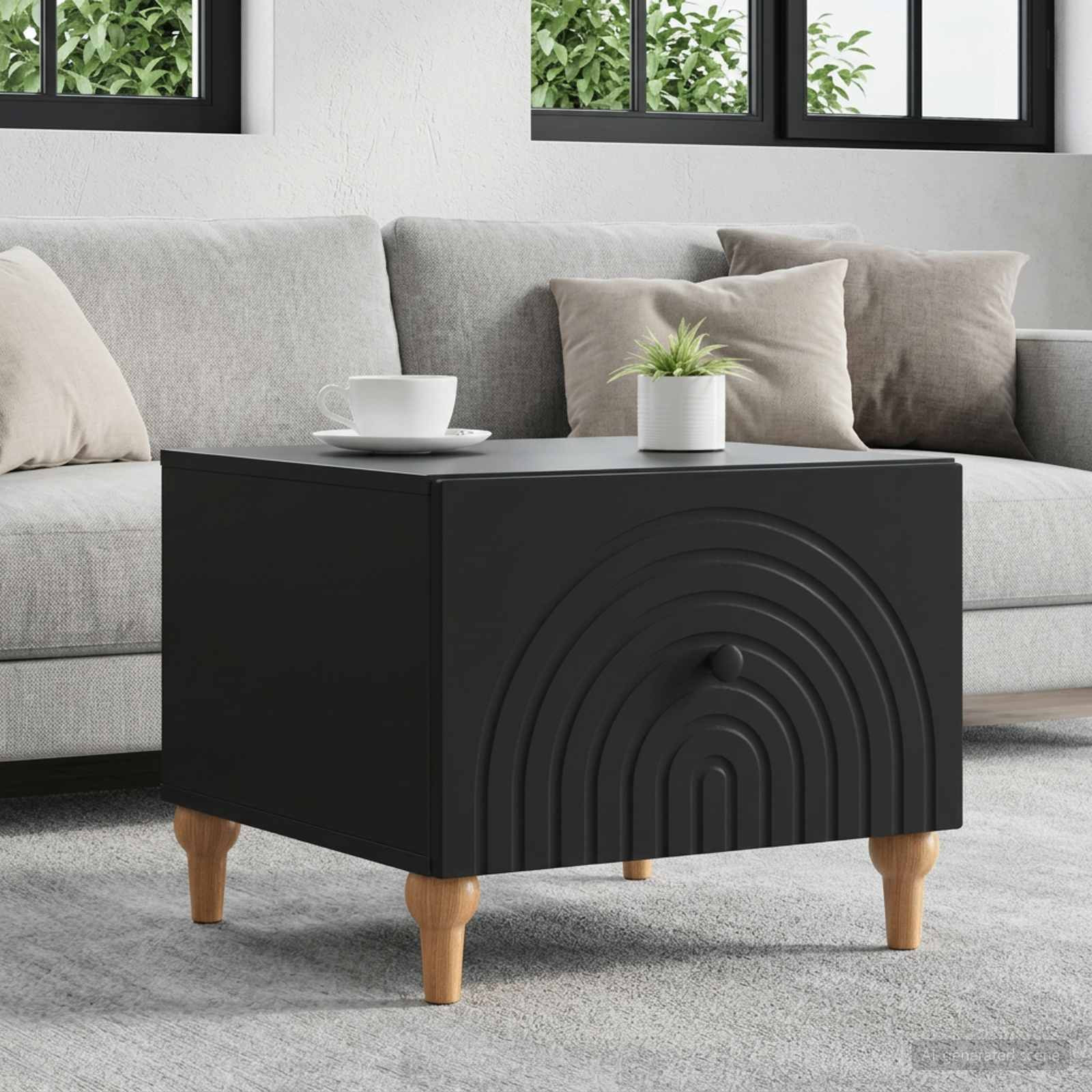 vidaXL Couchtisch mit Schubladen Schwarz 49 x 50 x 40 cm Holzwerkstoff