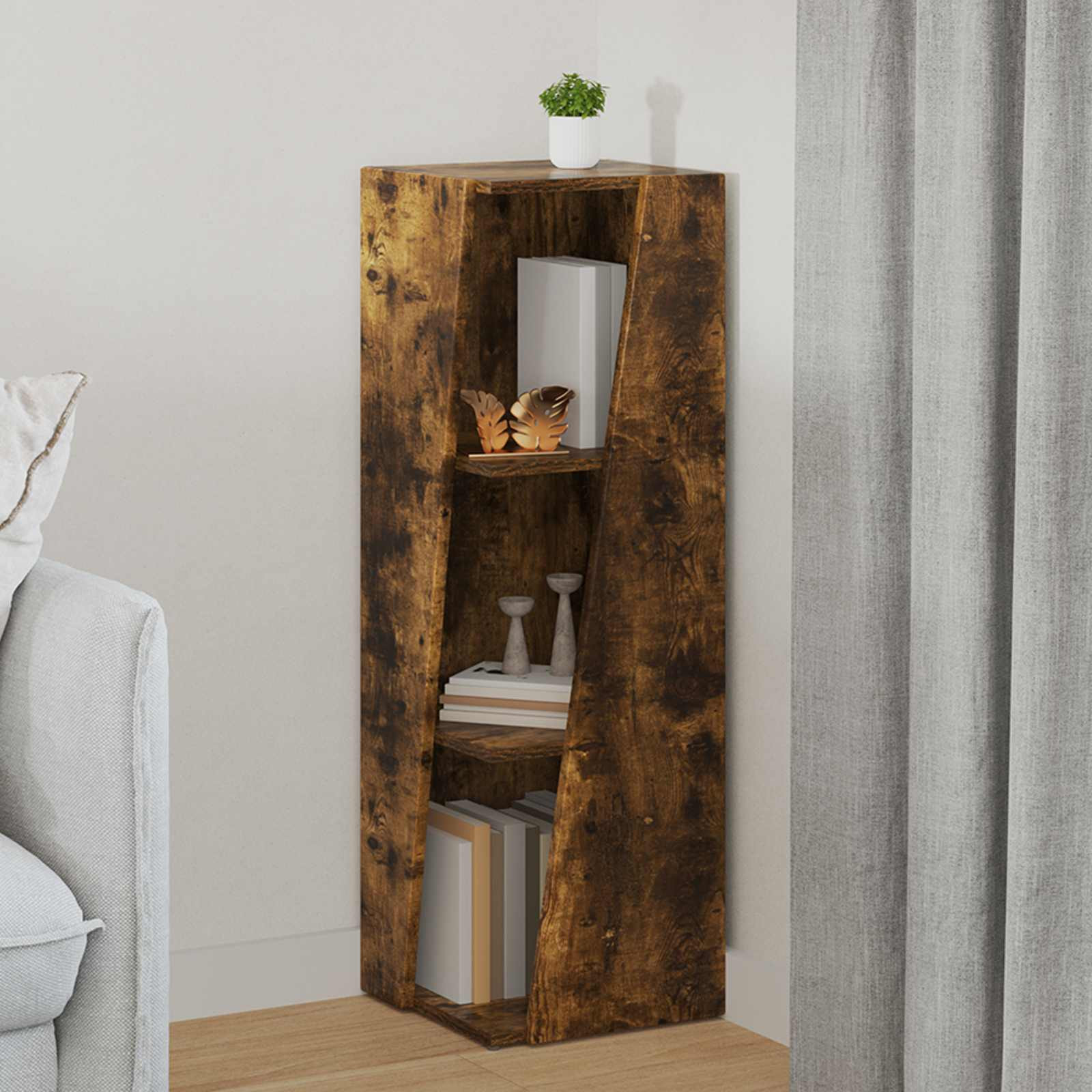 vidaXL Seitenregal Geräucherte Eiche 33 x 32 x 100,5 cm Holzwerkstoff