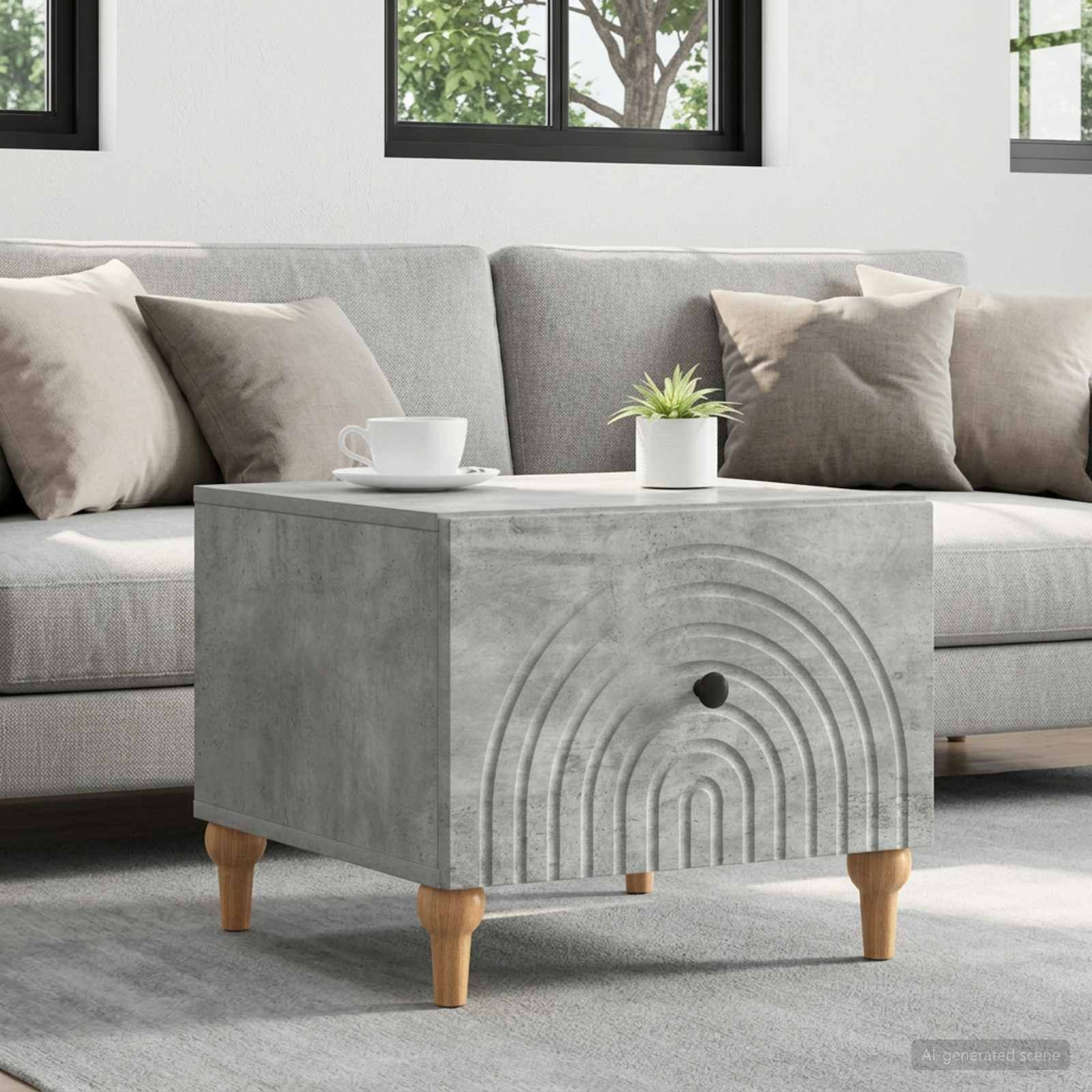 vidaXL Couchtisch Betongrau 49 x 50 x 40 cm Holzwerkstoff