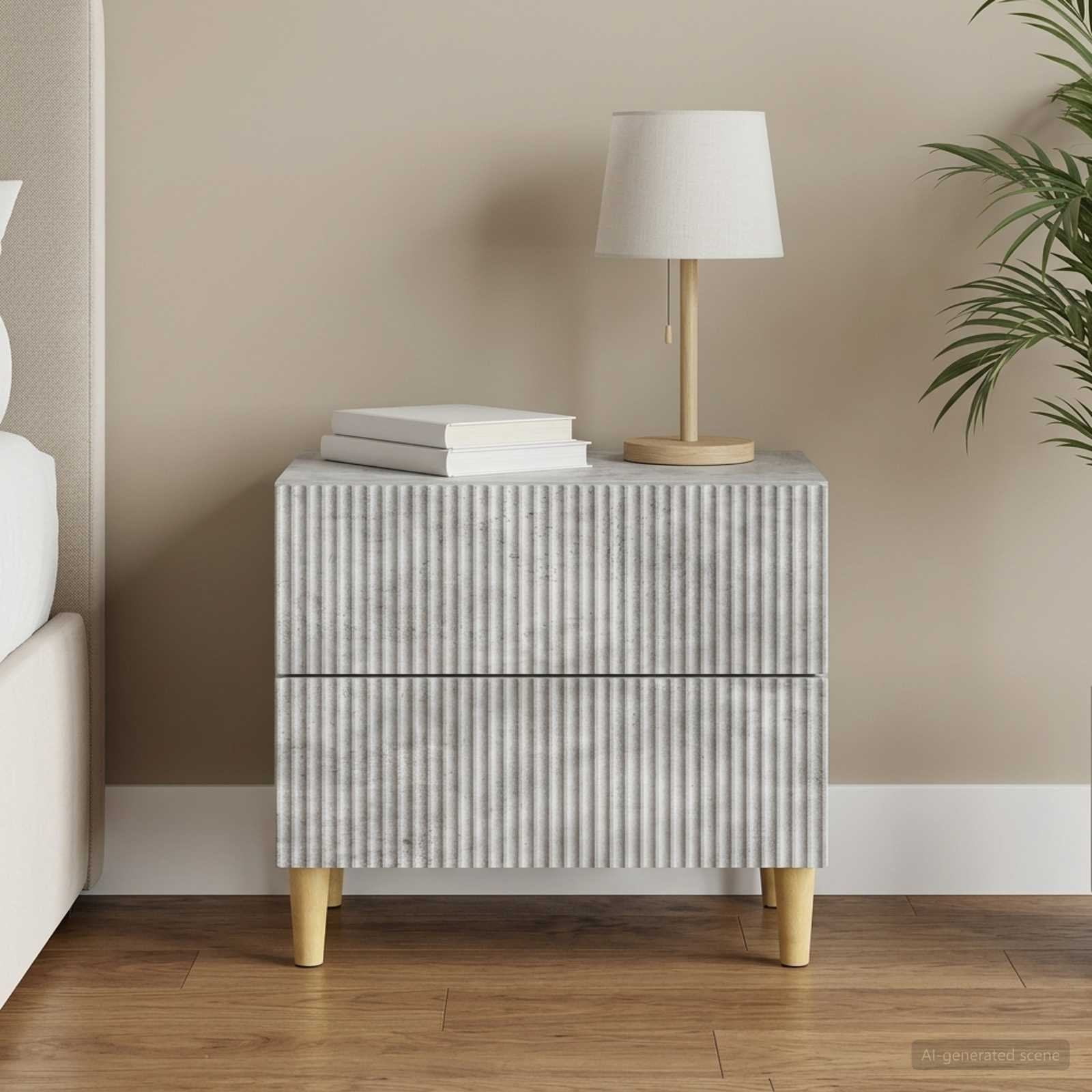 vidaXL Nachttisch Betongrau 62 x 34,5 x 48 cm Holzwerkstoff