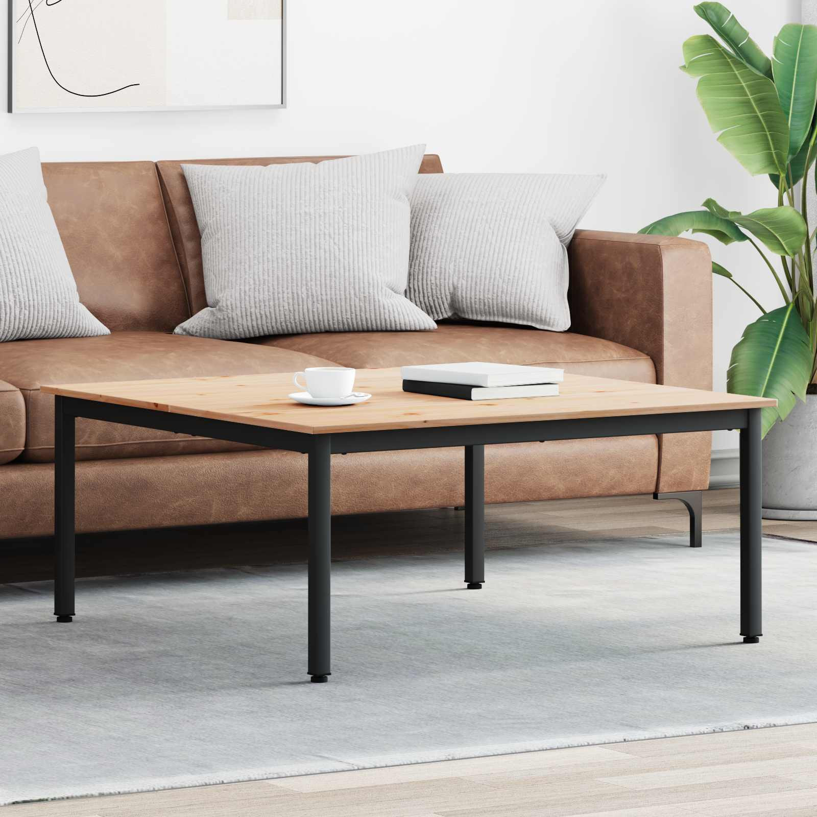 vidaXL Couchtisch Natur 100 x 100 x 45 cm Massives Kiefernholz