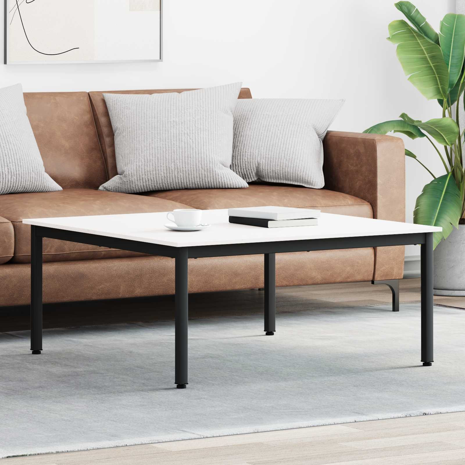 vidaXL Couchtisch Weiß 100 x 100 x 45 cm Massives Kiefernholz