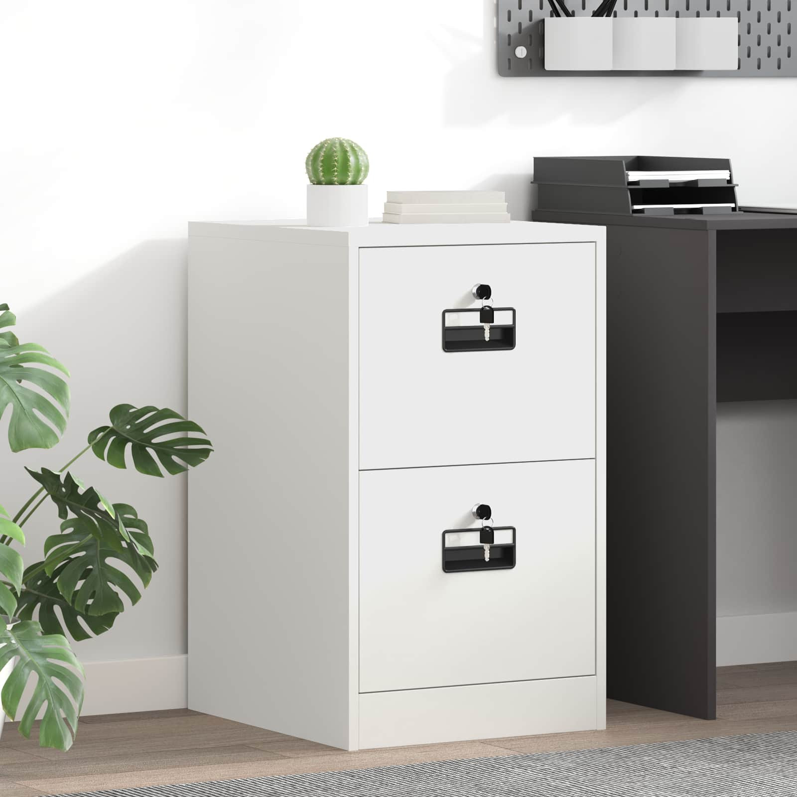 vidaXL Aktenschrank Weiß 44 x 50 x 74,5 cm Kaltgewalzter Stahl