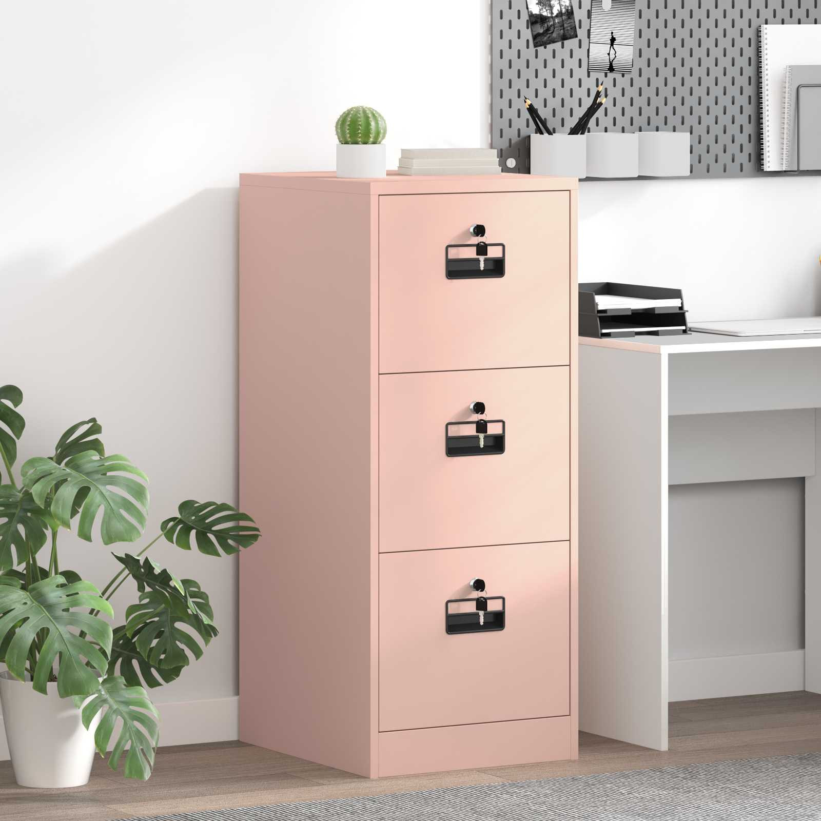 vidaXL Aktenschrank Rosa 44 x 50 x 106,5 cm Kaltgewalzter Stahl