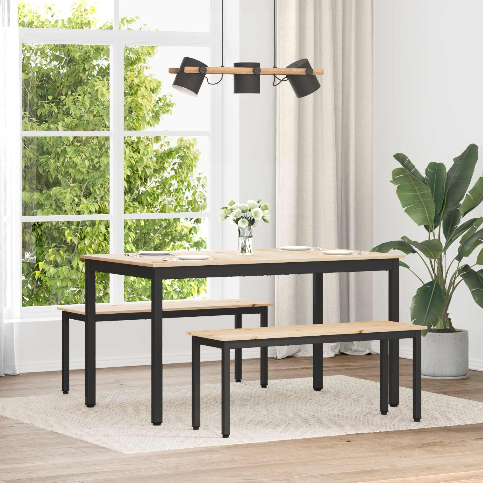 vidaXL Bank Natur 110 x 35 x 45 cm Massives Kiefernholz