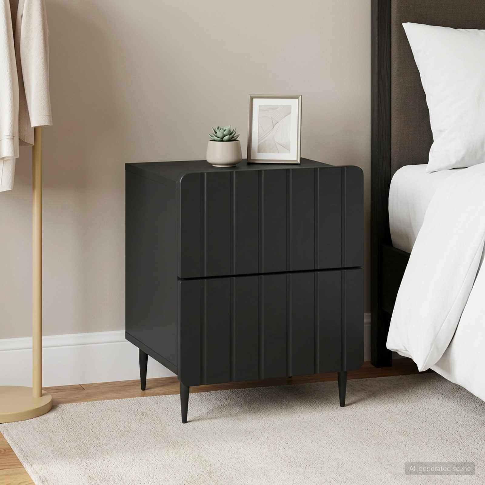 vidaXL Nachttisch 2 pcs Schwarz 43 x 34,5 x 49,5 cm Holzwerkstoff
