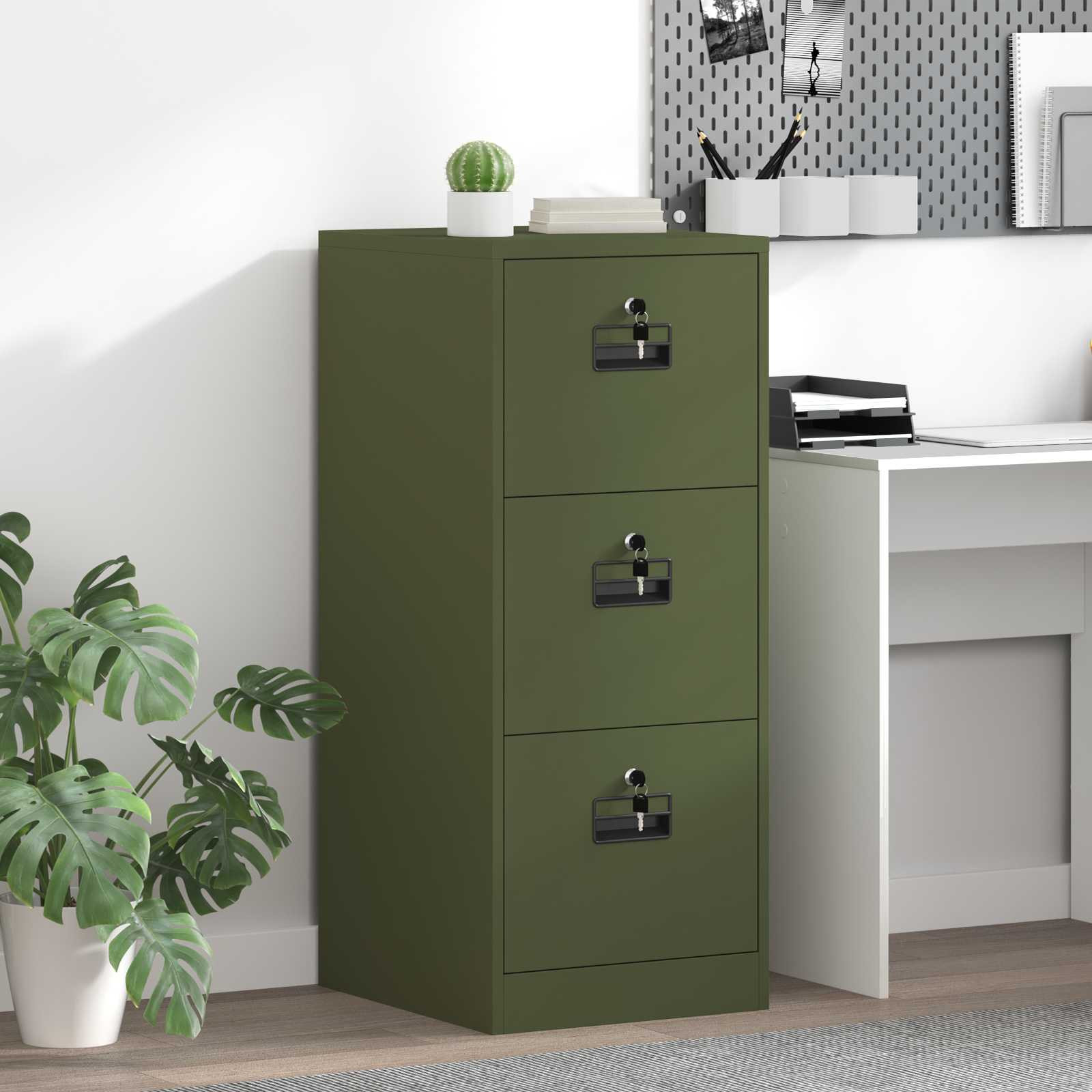 vidaXL Aktenschrank Olive Grün 44 x 50 x 106,5 cm Kaltgewalzter Stahl