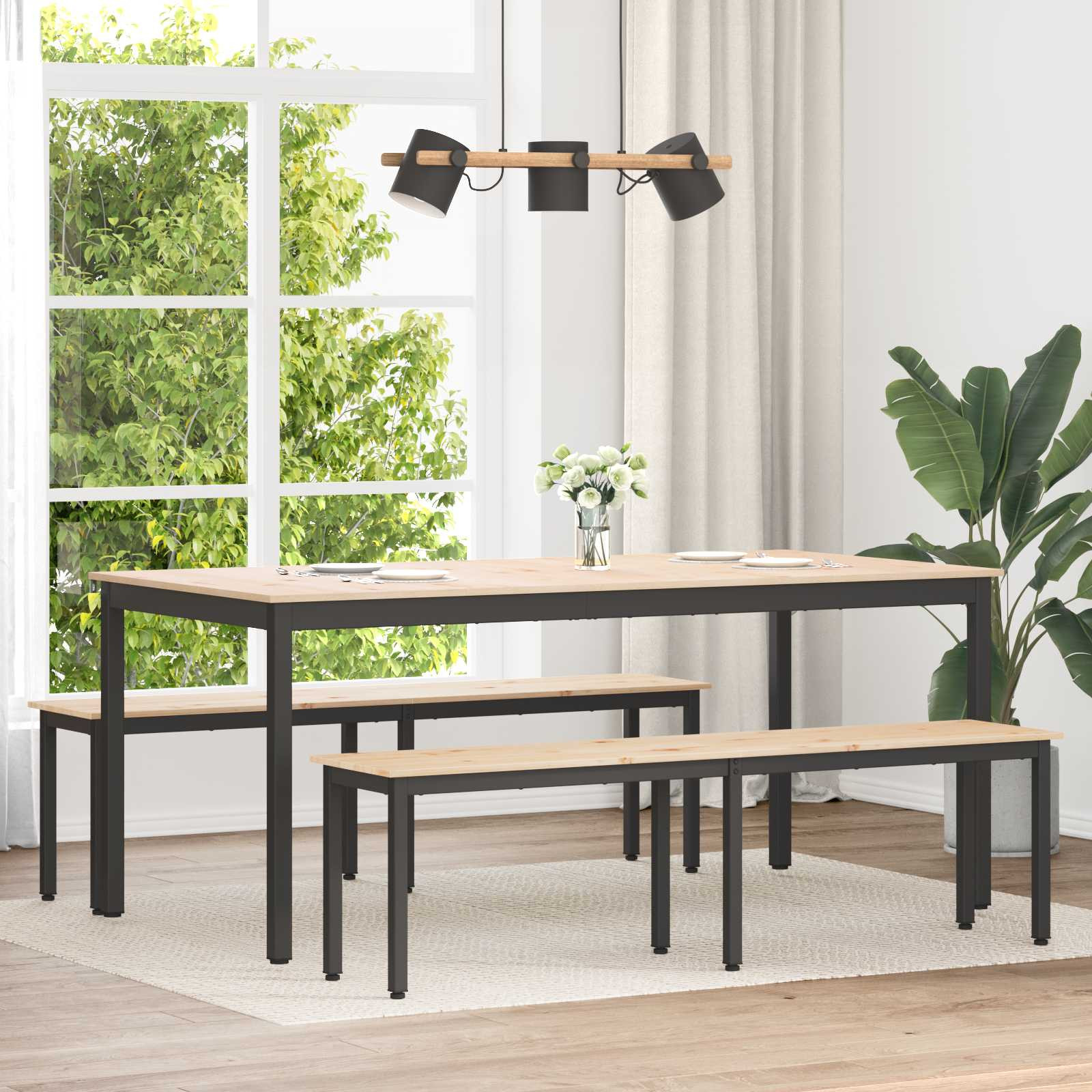 vidaXL Bank Natur 160 x 35 x 45 cm Massives Kiefernholz