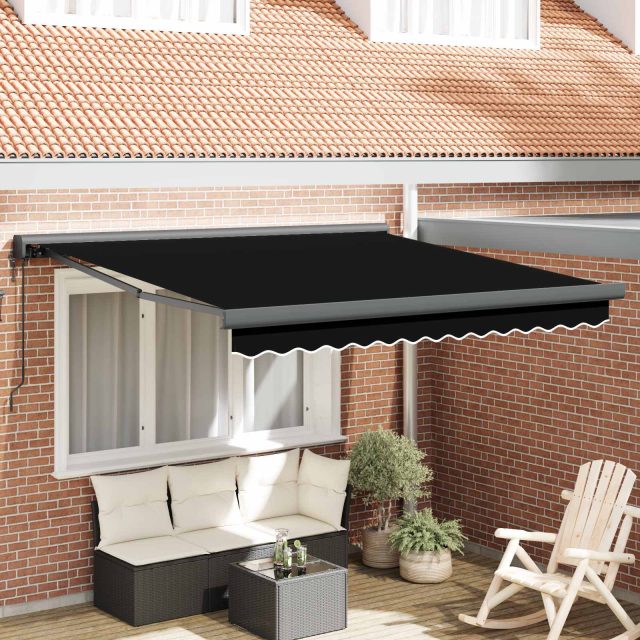 vidaXL Ausziehbare Markise Schwarz 300 x 250 x 165 cm Stoff und Metall