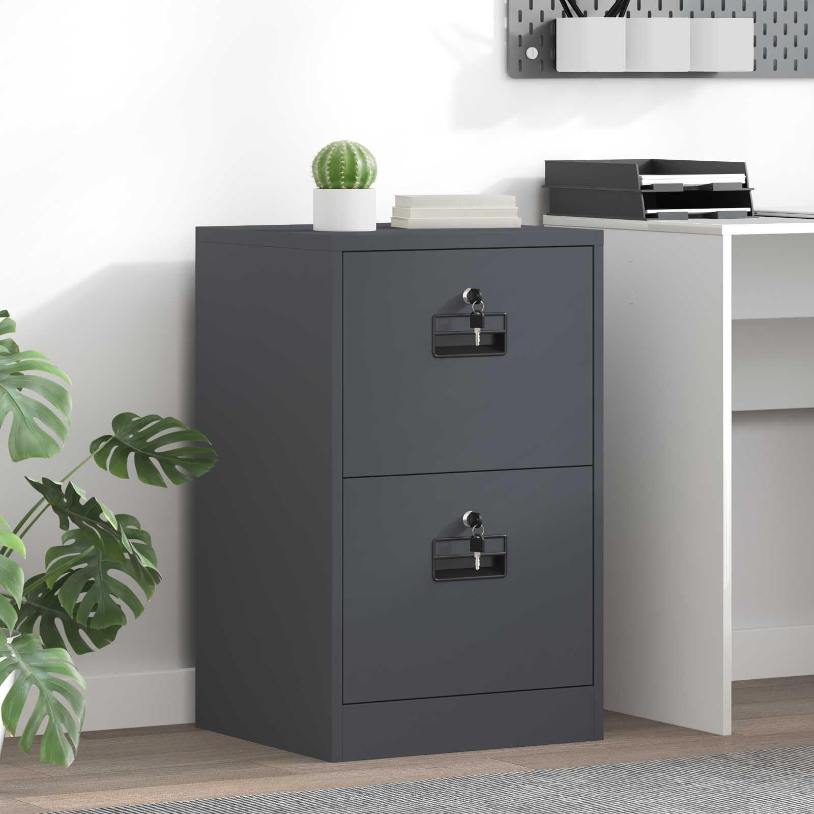 vidaXL Aktenschrank Anthrazit 45,5 x 42 x 74,5 cm Kaltgewalzter Stahl