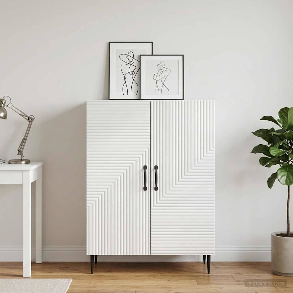 vidaXL Sideboard Hochglanz Weiß 66 x 34,5 x 89,5 cm Holzwerkstoff