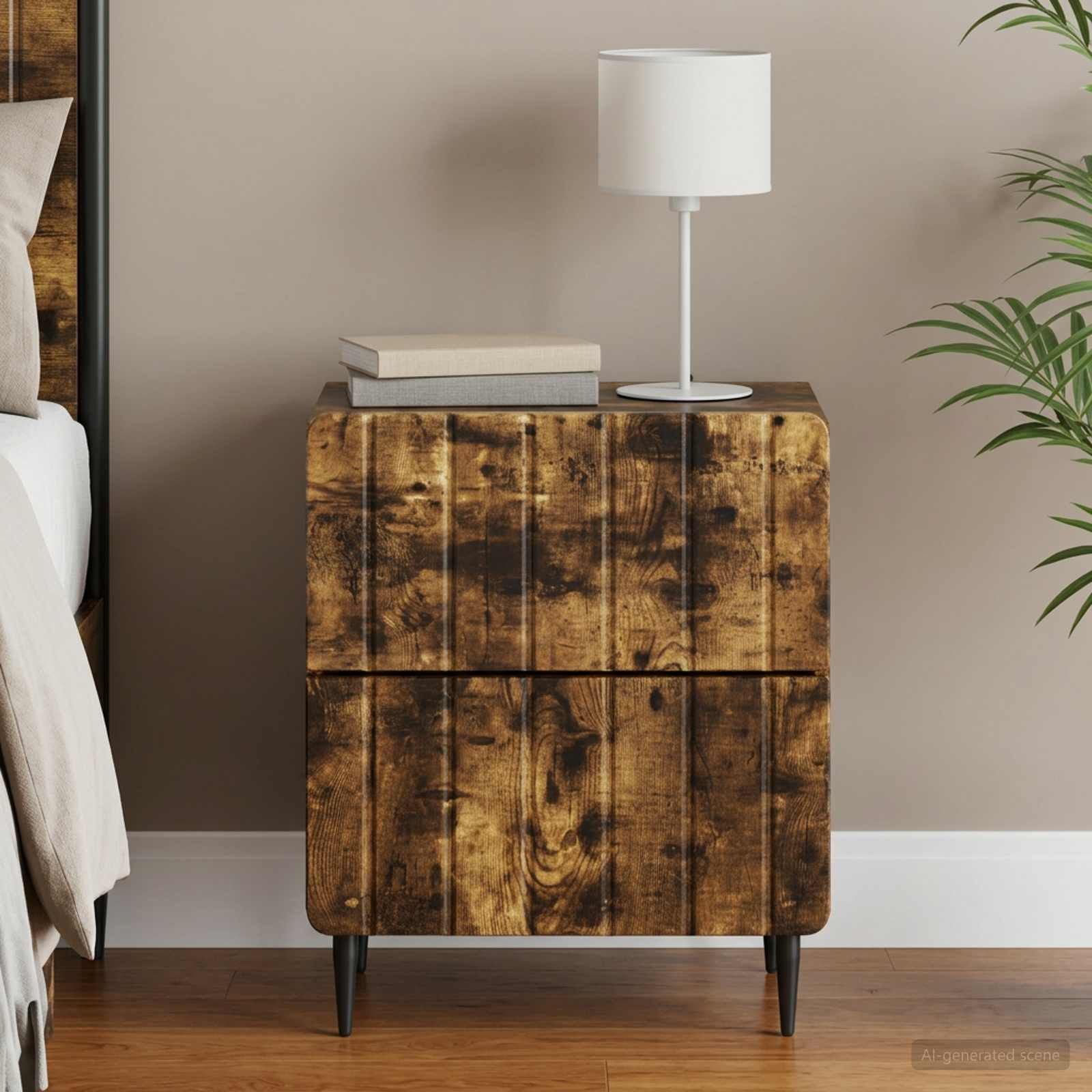vidaXL Nachttisch Geräucherte Eiche 43 x 34,5 x 49,5 cm Holzwerkstoff