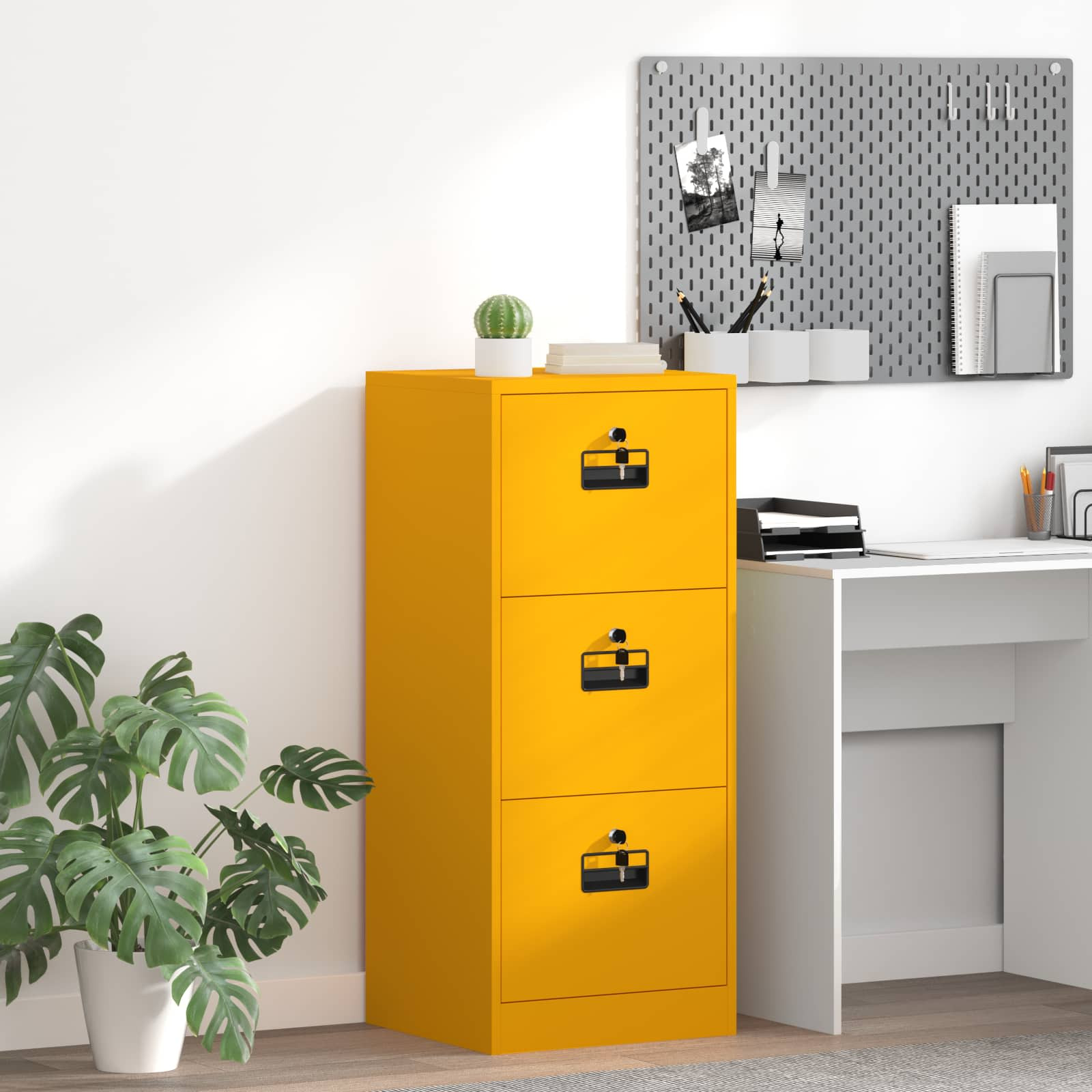 vidaXL Aktenschrank Senfgelb 45,5 x 42 x 106,5 cm Kaltgewalzter Stahl