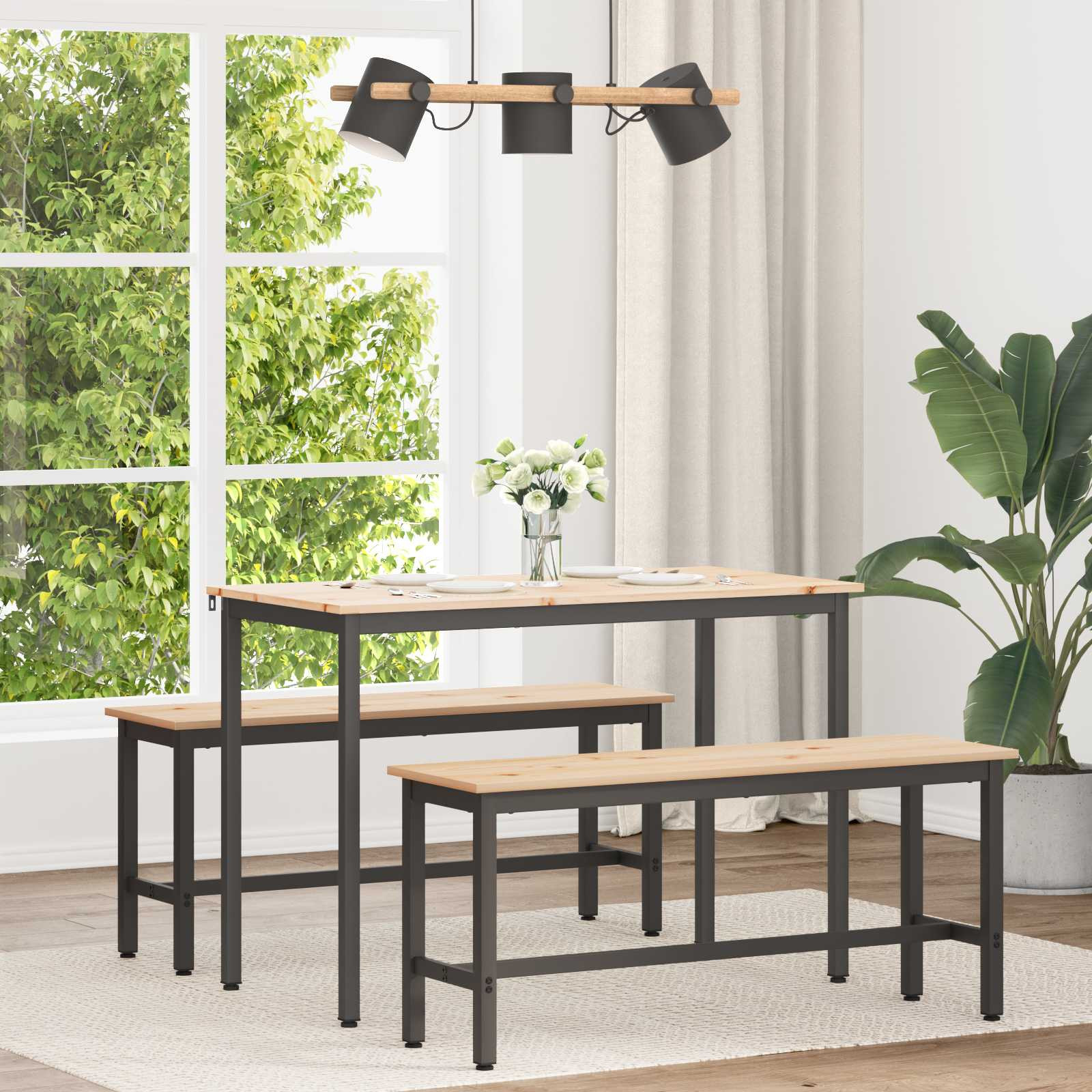vidaXL Esstisch Natur 110 x 55 x 75 cm Massives Kiefernholz