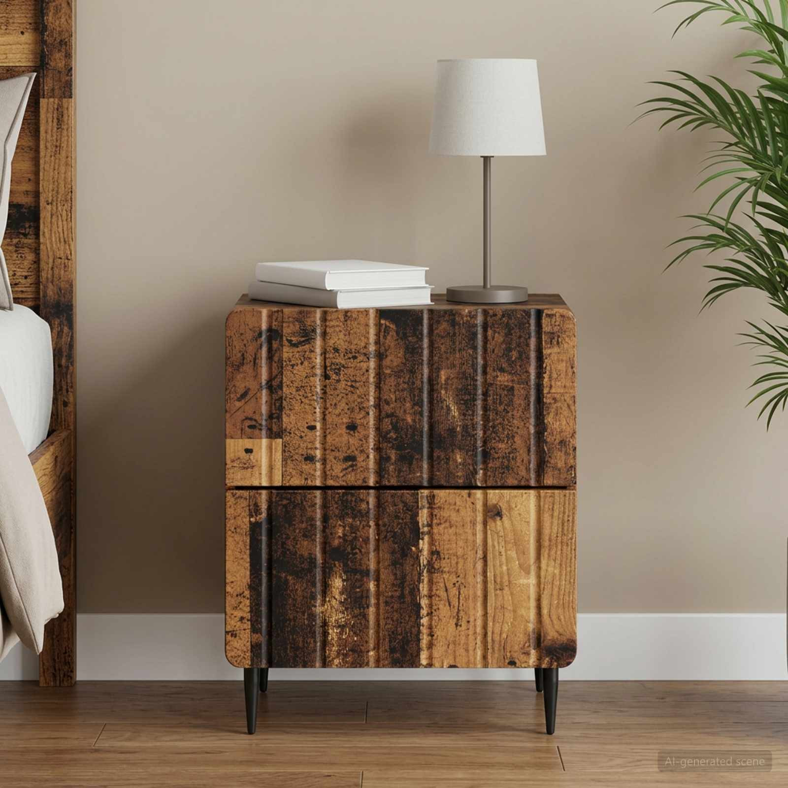 vidaXL Nachttisch Altholz 43 x 34,5 x 49,5 cm Holzwerkstoff