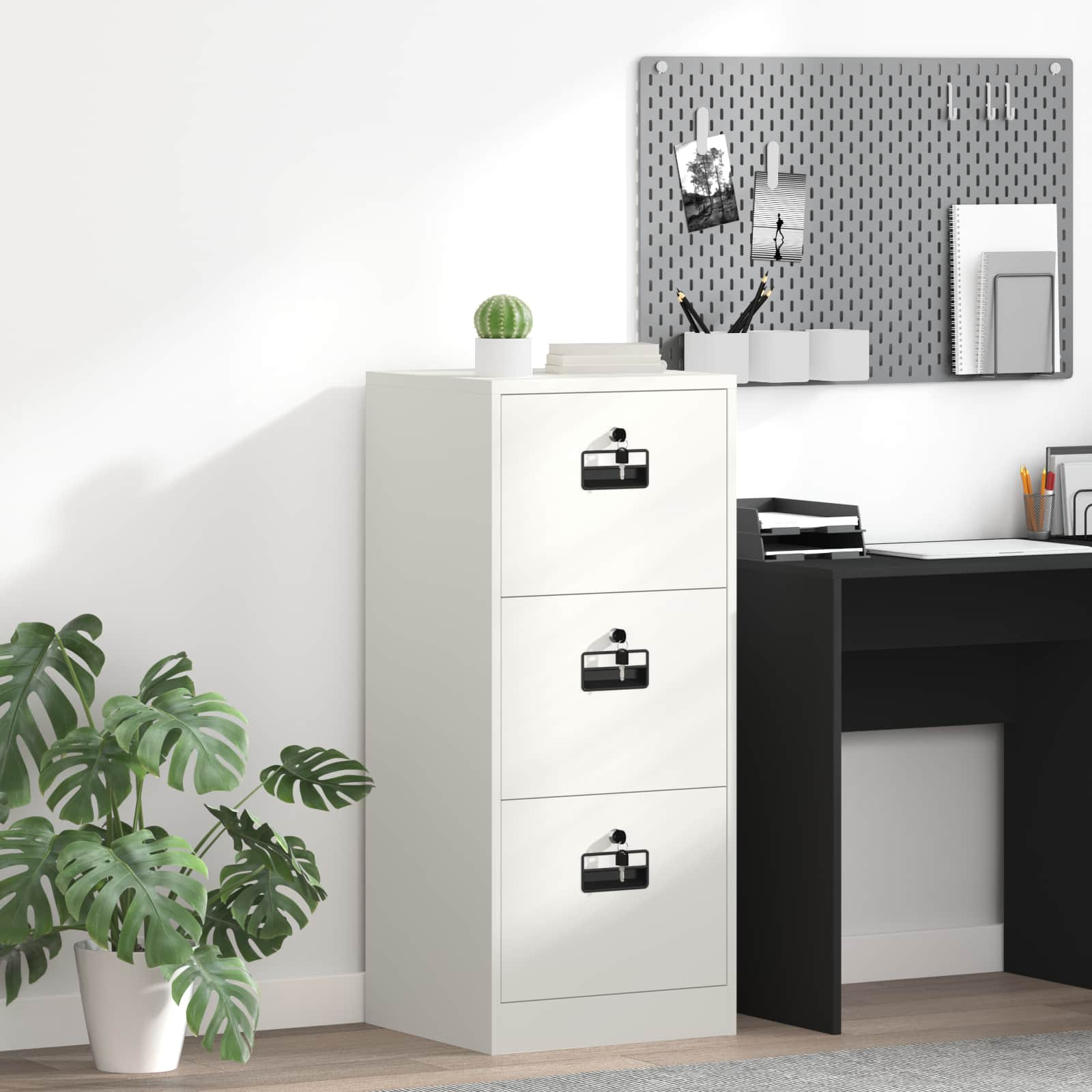 vidaXL Aktenschrank Weiß 45,5 x 42 x 106,5 cm Kaltgewalzter Stahl