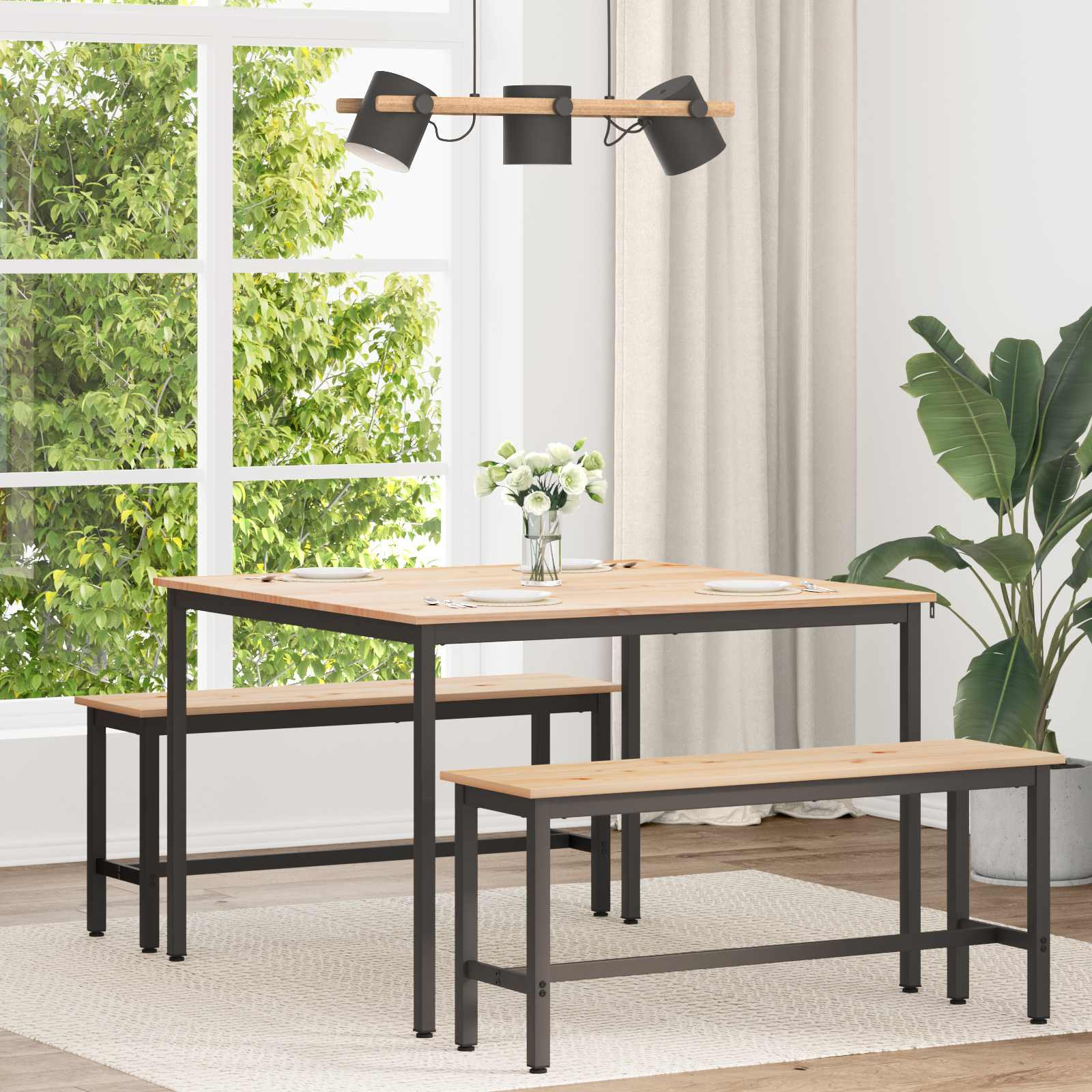 vidaXL Esstisch Natur 110 x 110 x 75 cm Massives Kiefernholz