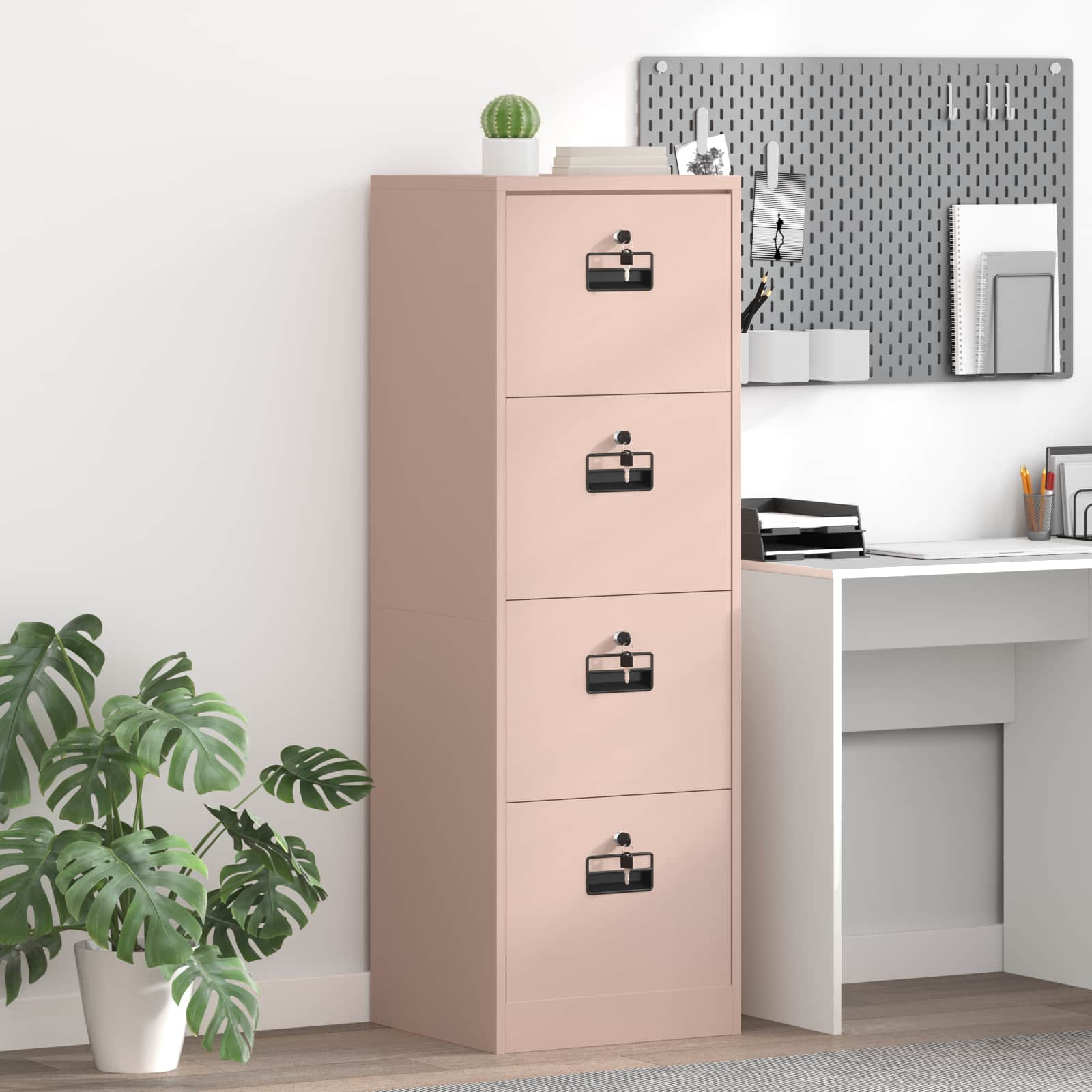 vidaXL Aktenschrank Rosa 45,5 x 42 x 139 cm Kaltgewalzter Stahl