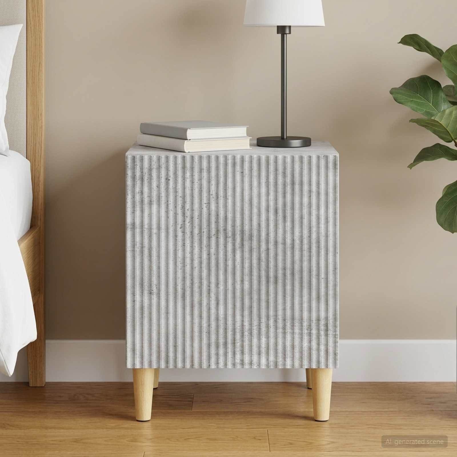 vidaXL Nachttisch Betongrau 43 x 34,5 x 50 cm Holzwerkstoff