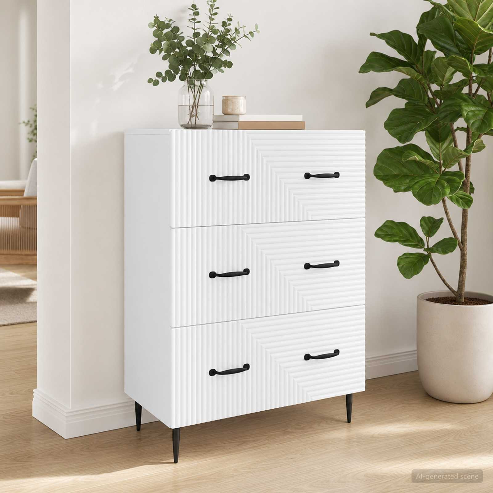 vidaXL Schubladenschrank Weiß 66 x 34,5 x 89,5 cm Holzwerkstoff