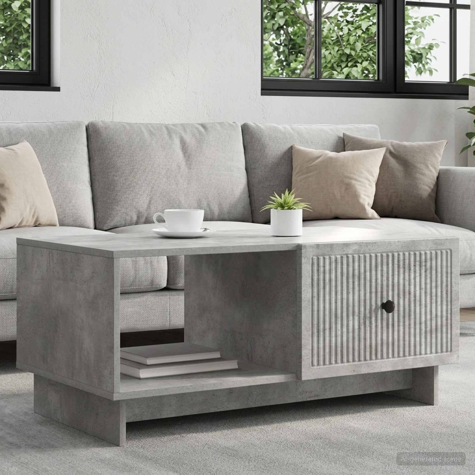 vidaXL Couchtisch Betongrau 90 x 50 x 40 cm Holzwerkstoff