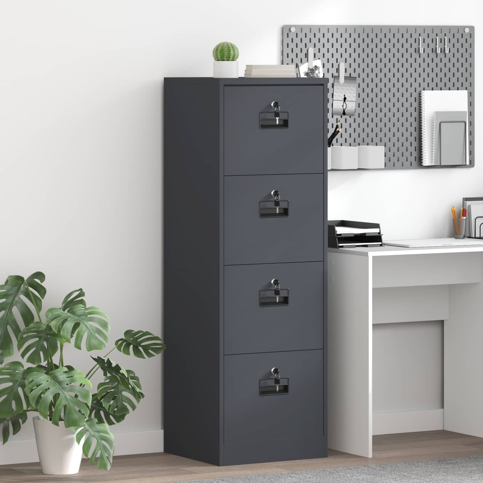 vidaXL Aktenschrank Anthrazit 45,5 x 42 x 139 cm Kaltgewalzter Stahl