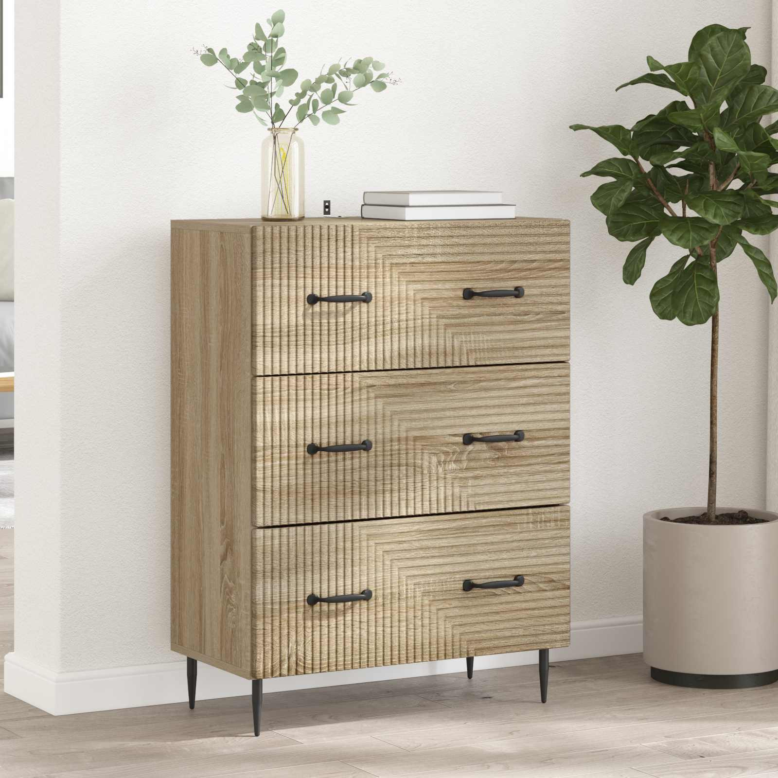 vidaXL Schubladenschrank Sonoma-Eiche 66 x 34,5 x 89,5 cm