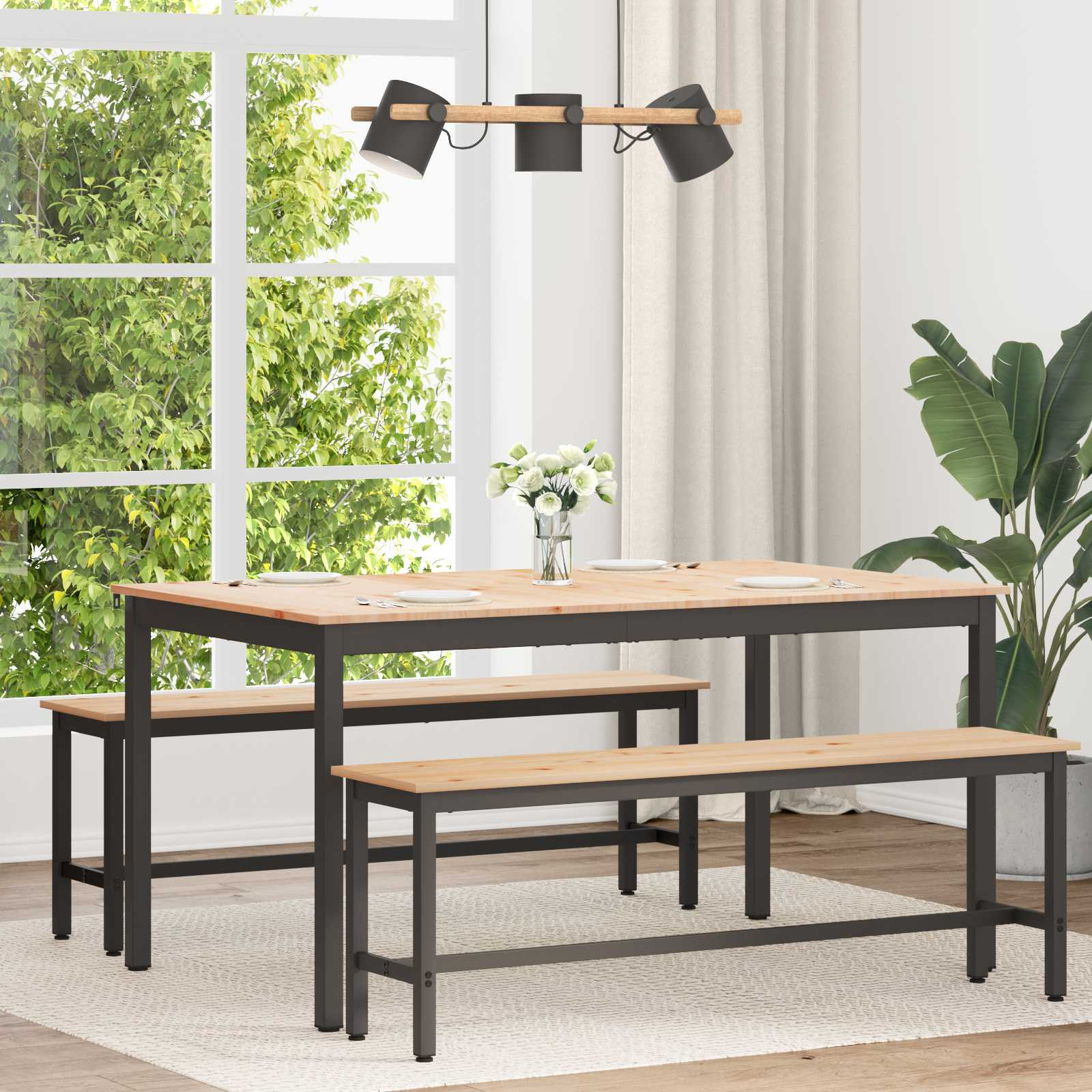 vidaXL Esstisch Natur 150 x 90 x 75 cm Massives Kiefernholz