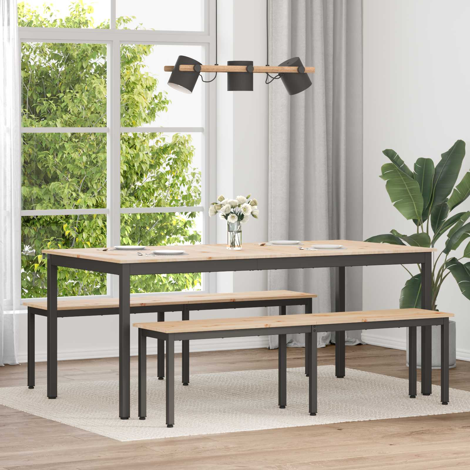 vidaXL Esstisch Natur 180 x 90 x 75 cm Massives Kiefernholz