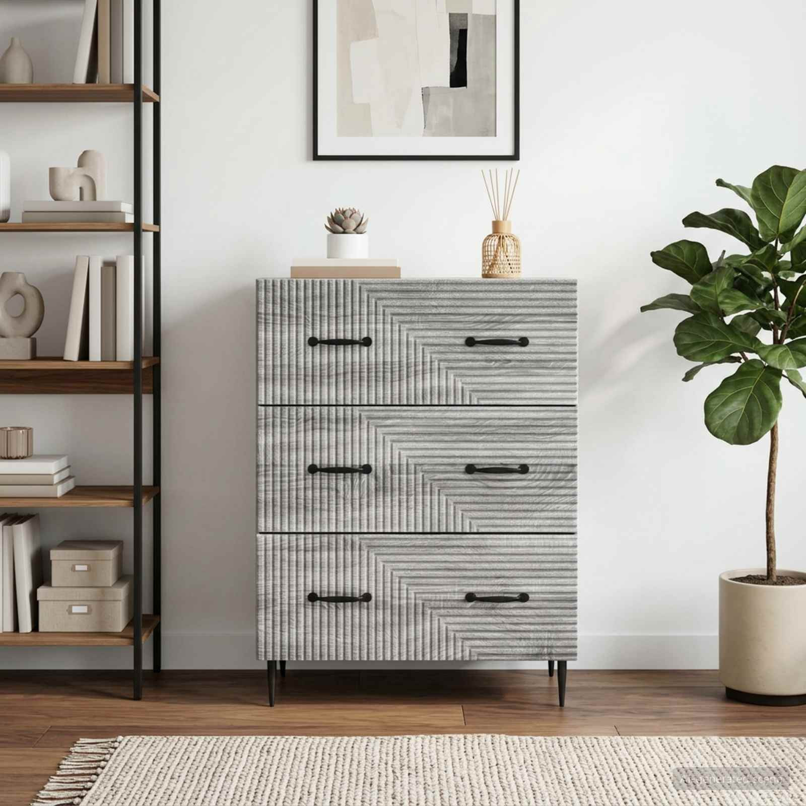 vidaXL Schubladenschrank Grau Sonoma 66 x 34,5 x 89,5 cm Holzwerkstoff