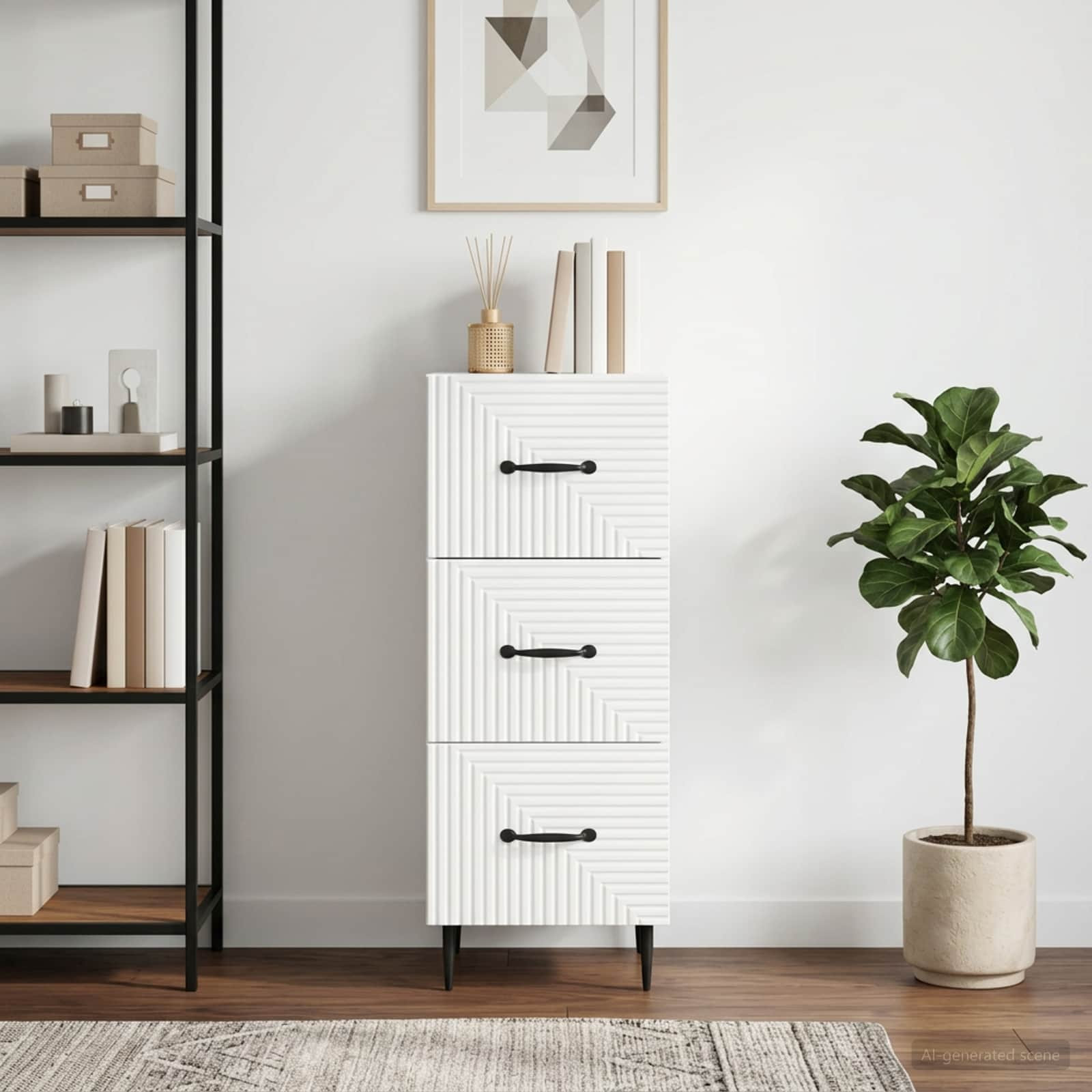 vidaXL Schubladenschrank Weiß 33 x 34,5 x 89,5 cm Holzwerkstoff
