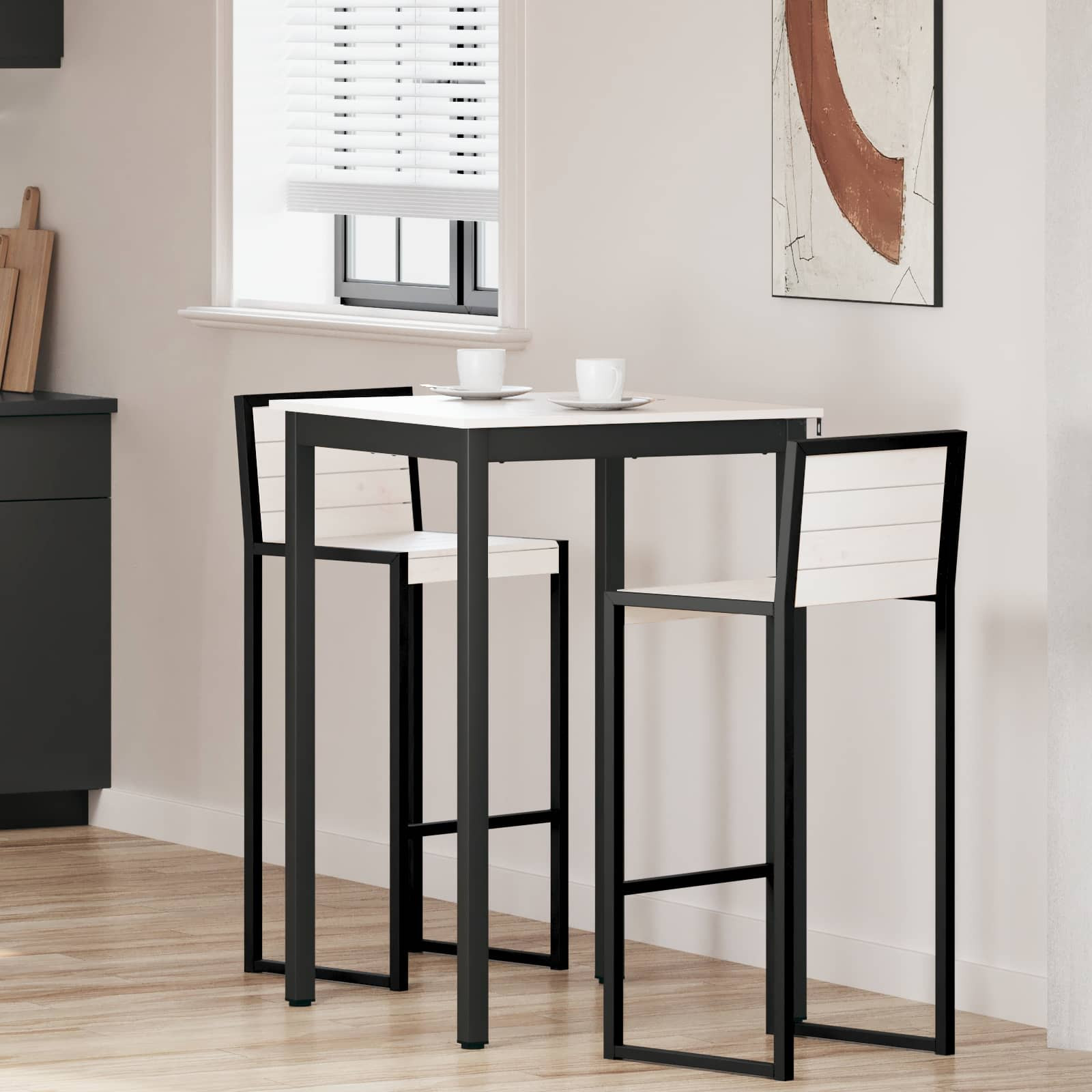 vidaXL Bartisch Weiß 70 x 70 x 105 cm Massives Kiefernholz