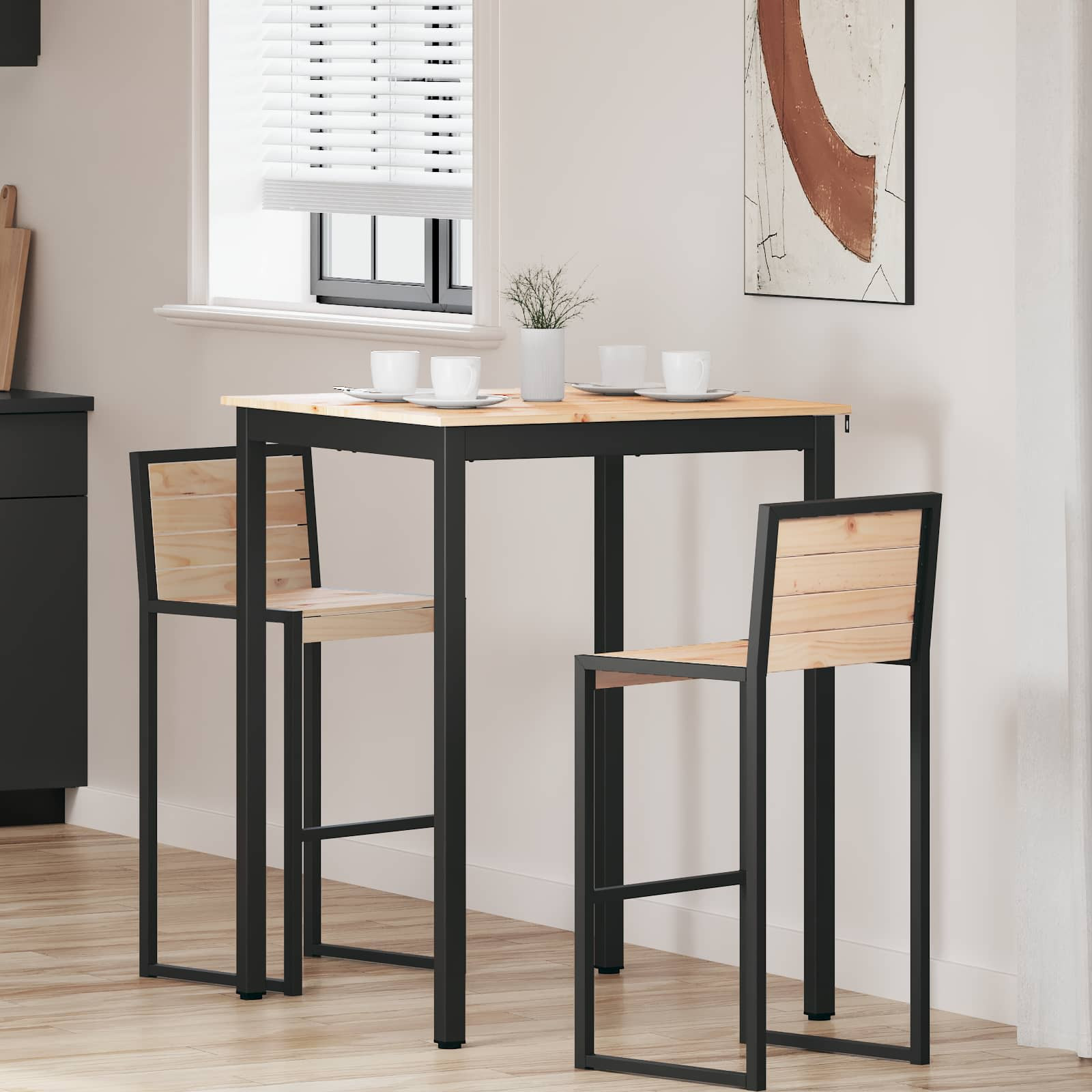vidaXL Bartisch Natur 80 x 80 x 105 cm Massives Kiefernholz