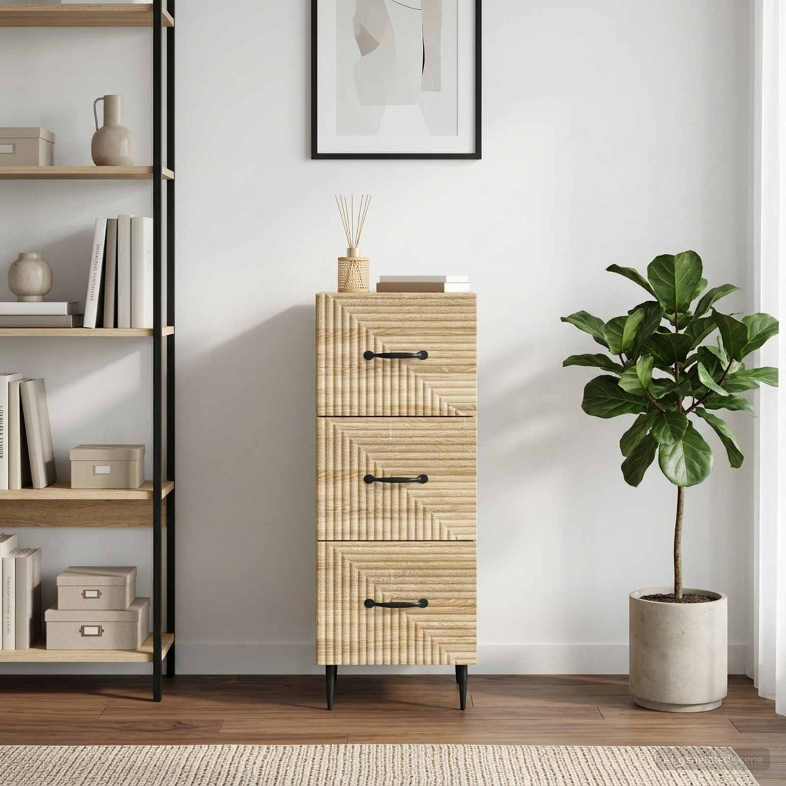 vidaXL Schubladenschrank Sonoma-Eiche 33 x 34,5 x 89,5 cm