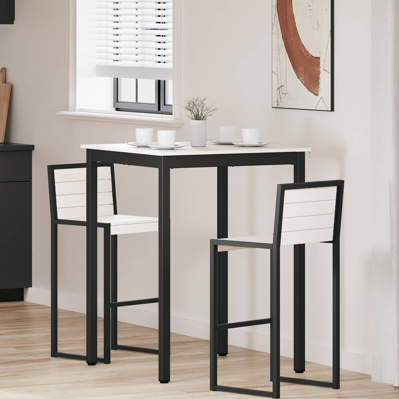 vidaXL Bartisch Weiß 80 x 80 x 105 cm Massives Kiefernholz