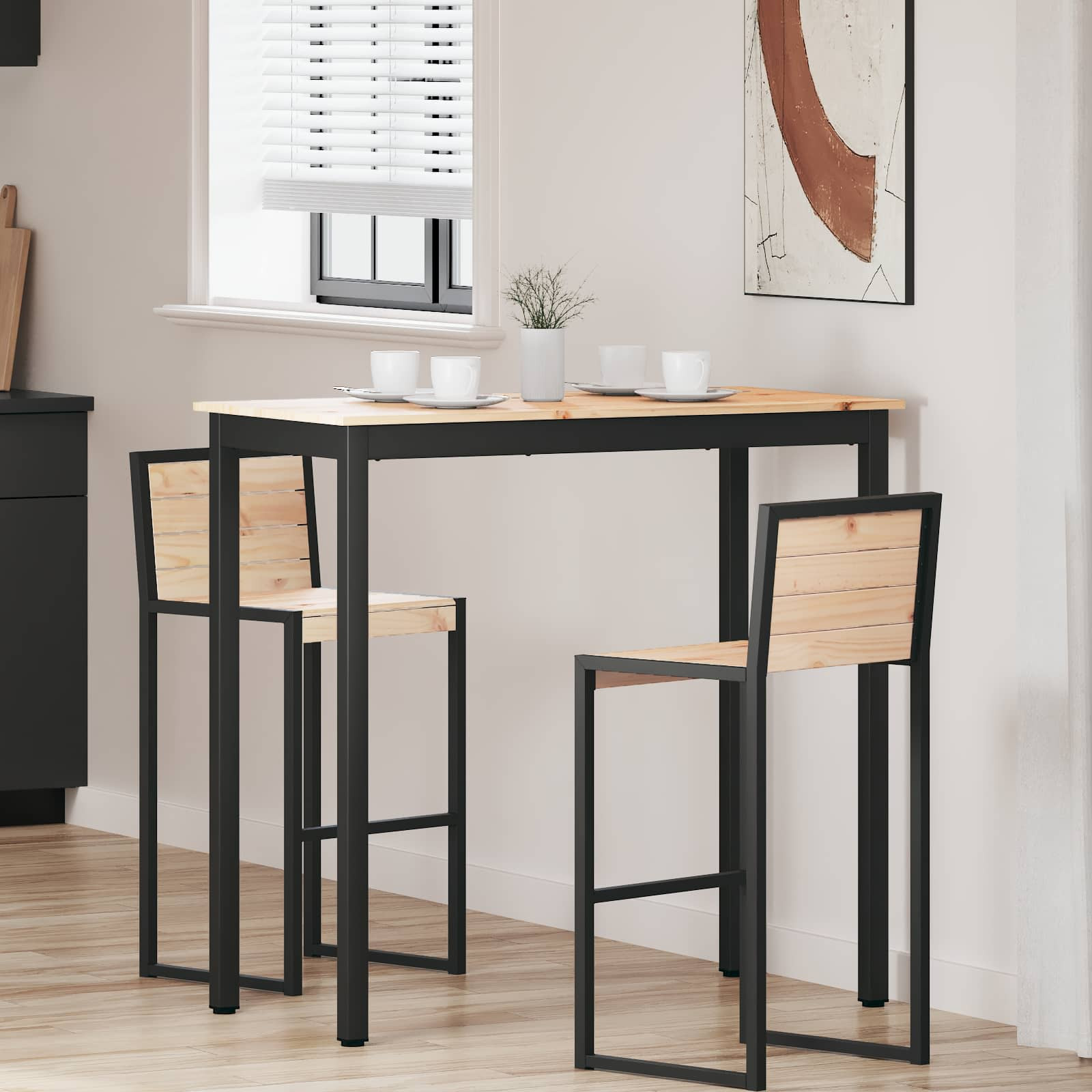 vidaXL Bartisch Natur 110 x 55 x 105 cm Massives Kiefernholz