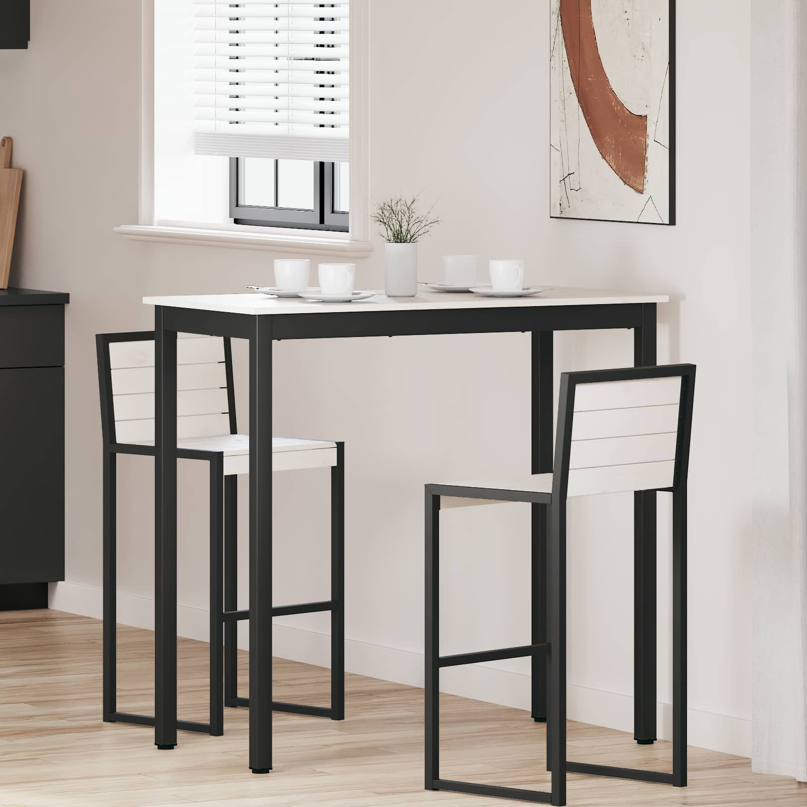vidaXL Bartisch Weiß 110 x 55 x 105 cm Massives Kiefernholz