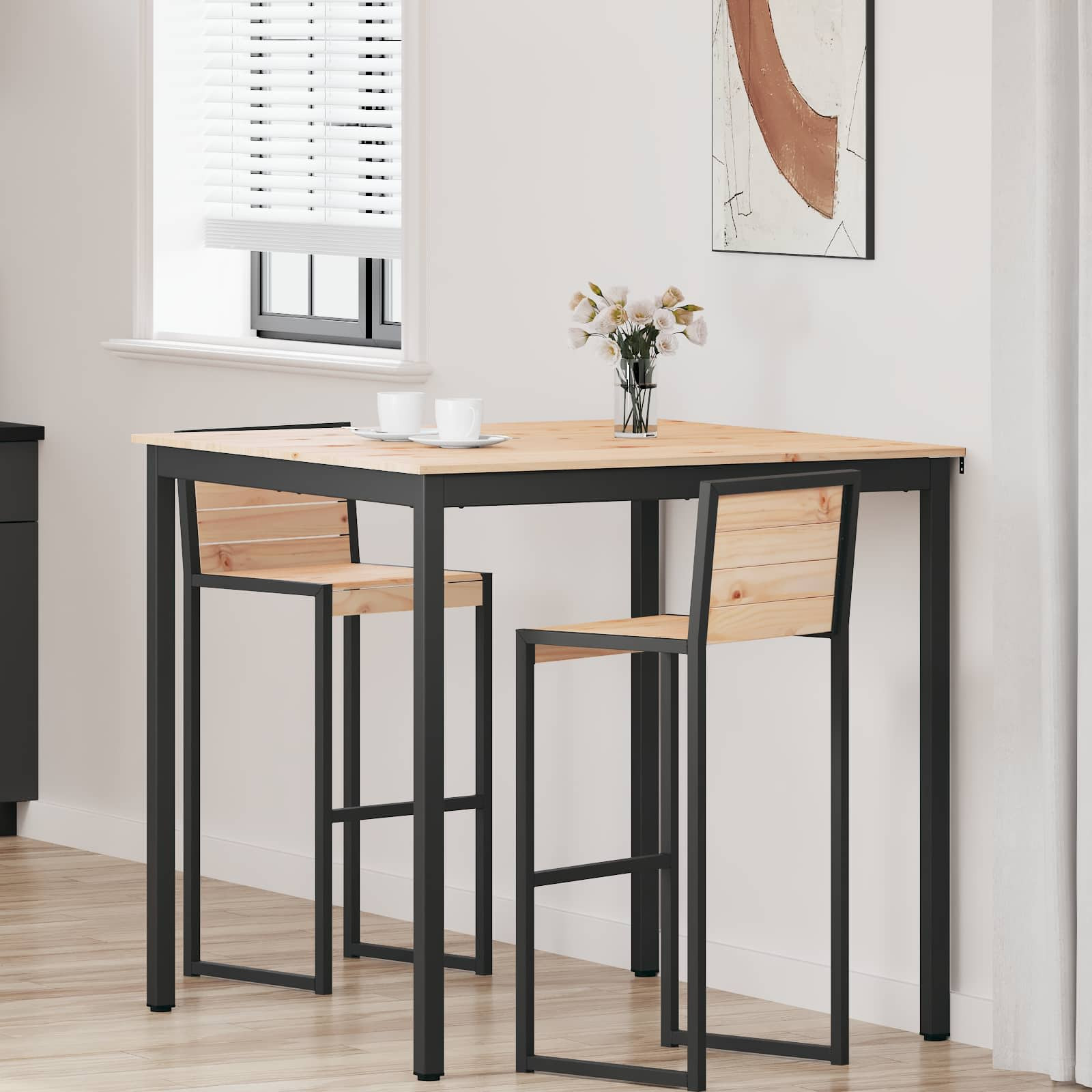 vidaXL Bartisch Natur 110 x 110 x 105 cm Massives Kiefernholz