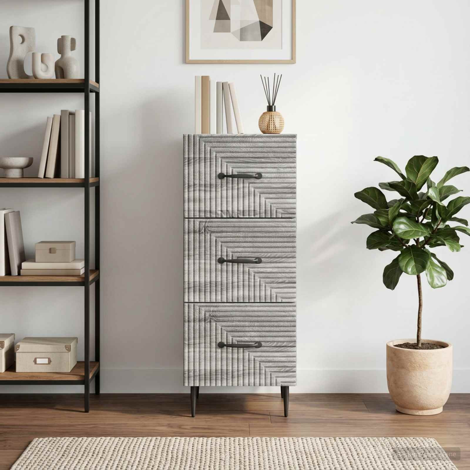 vidaXL Schubladenschrank Graues Sonoma 33 x 34,5 x 89,5 cm