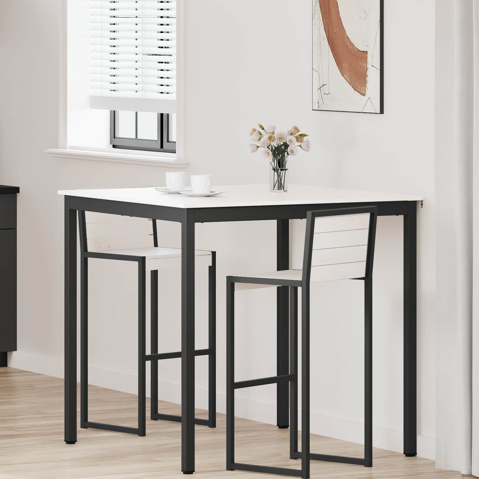 vidaXL Bartisch Weiß 110 x 110 x 105 cm Massives Kiefernholz