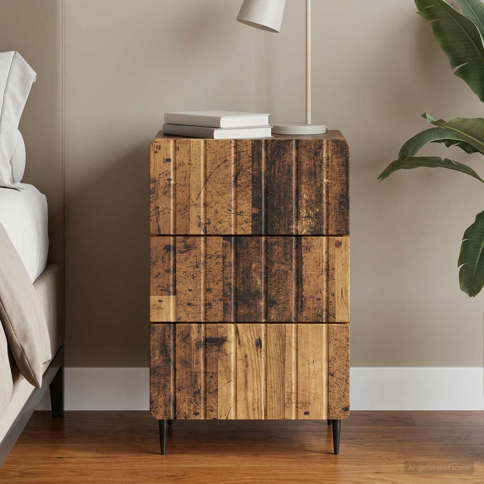 vidaXL Nachttisch mit Schubladen Altholz 43 x 41 x 68 cm Holzwerkstoff