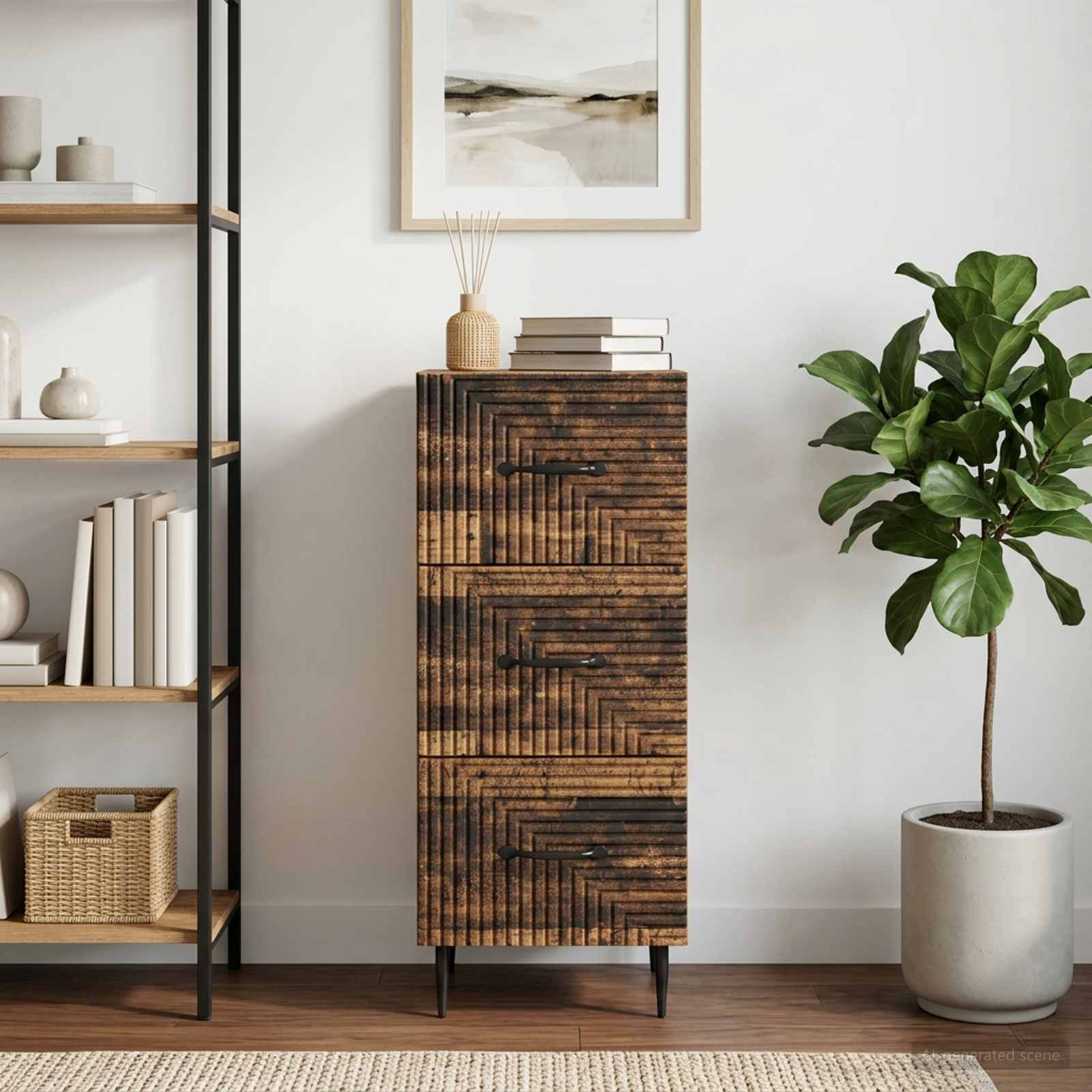 vidaXL Schubladenschrank Altholz 33 x 34,5 x 89,5 cm Holzwerkstoff