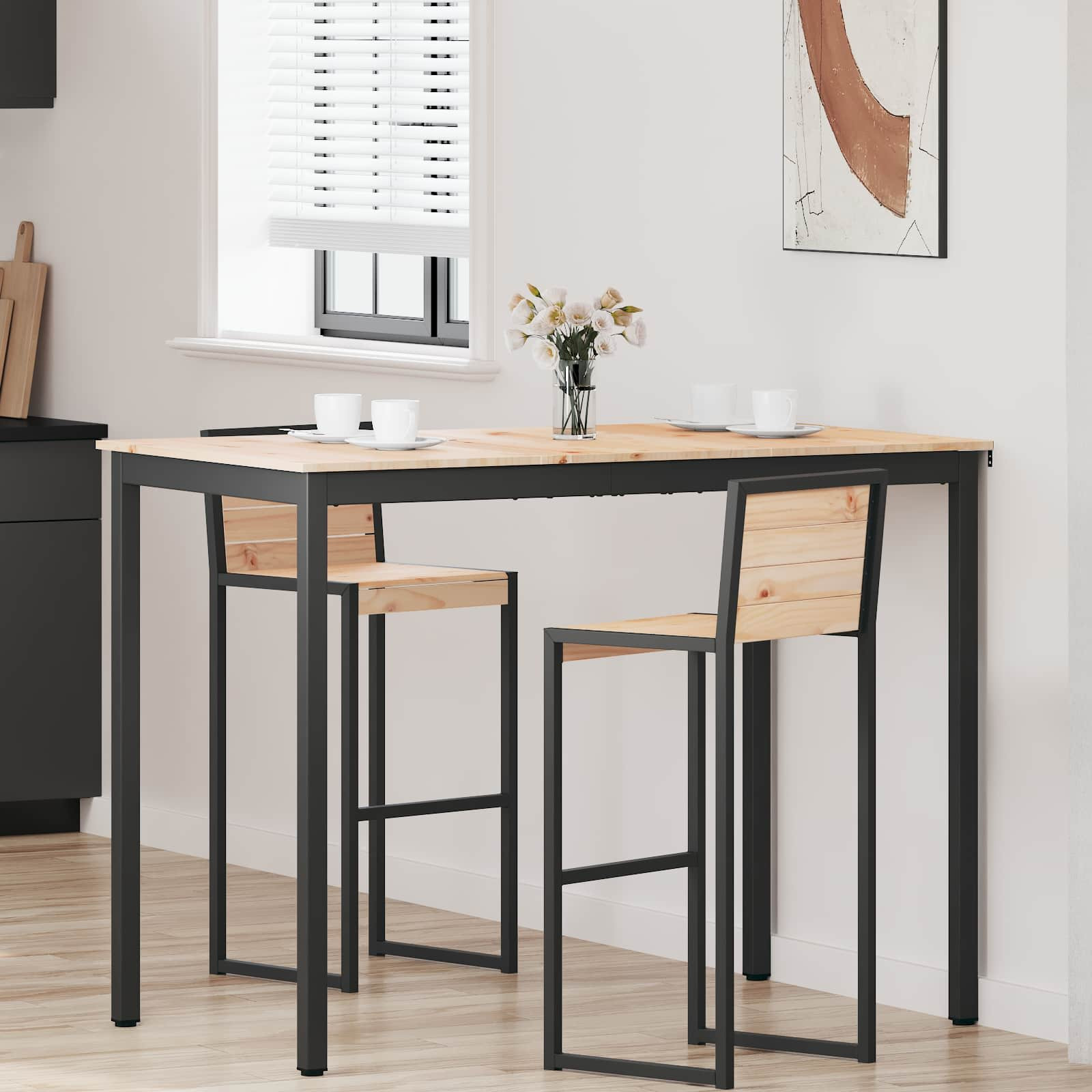 vidaXL Bartisch Natur 140 x 80 x 105 cm Massives Kiefernholz