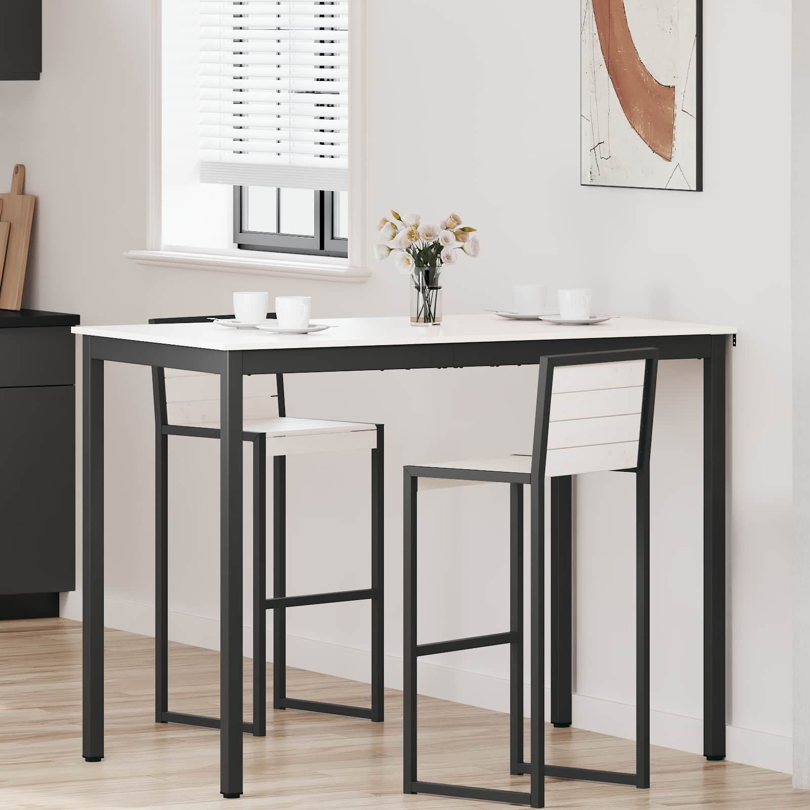 vidaXL Bartisch Weiß 140 x 80 x 105 cm Massives Kiefernholz