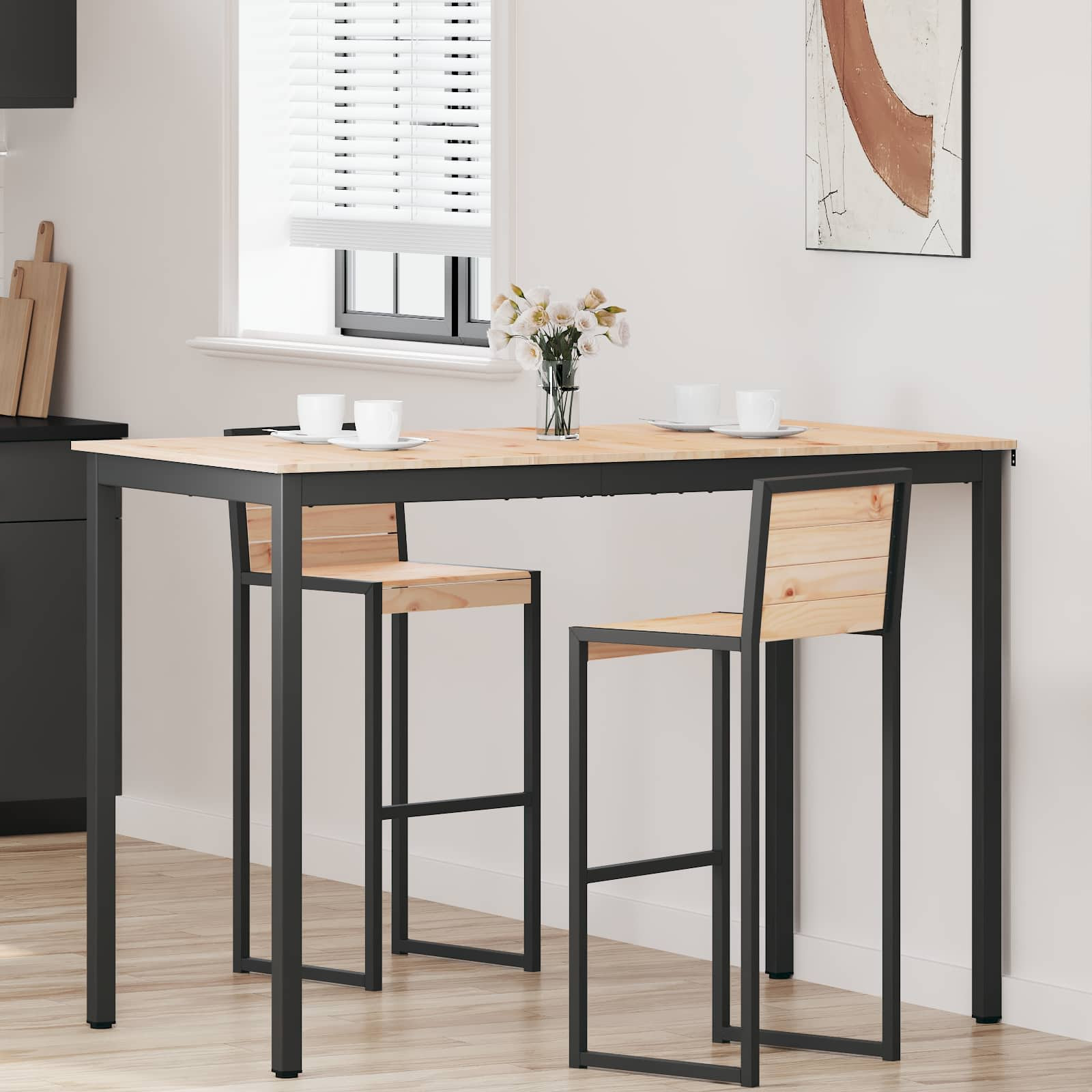 vidaXL Bartisch Natur 150 x 80 x 105 cm Massives Kiefernholz