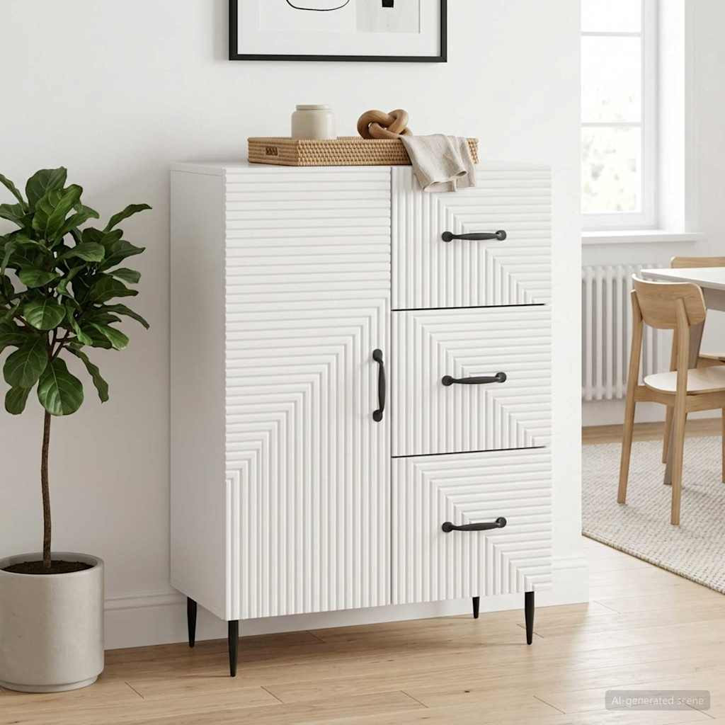vidaXL Sideboard Hochglanz Weiß 66 x 34,5 x 89,5 cm Holzwerkstoff